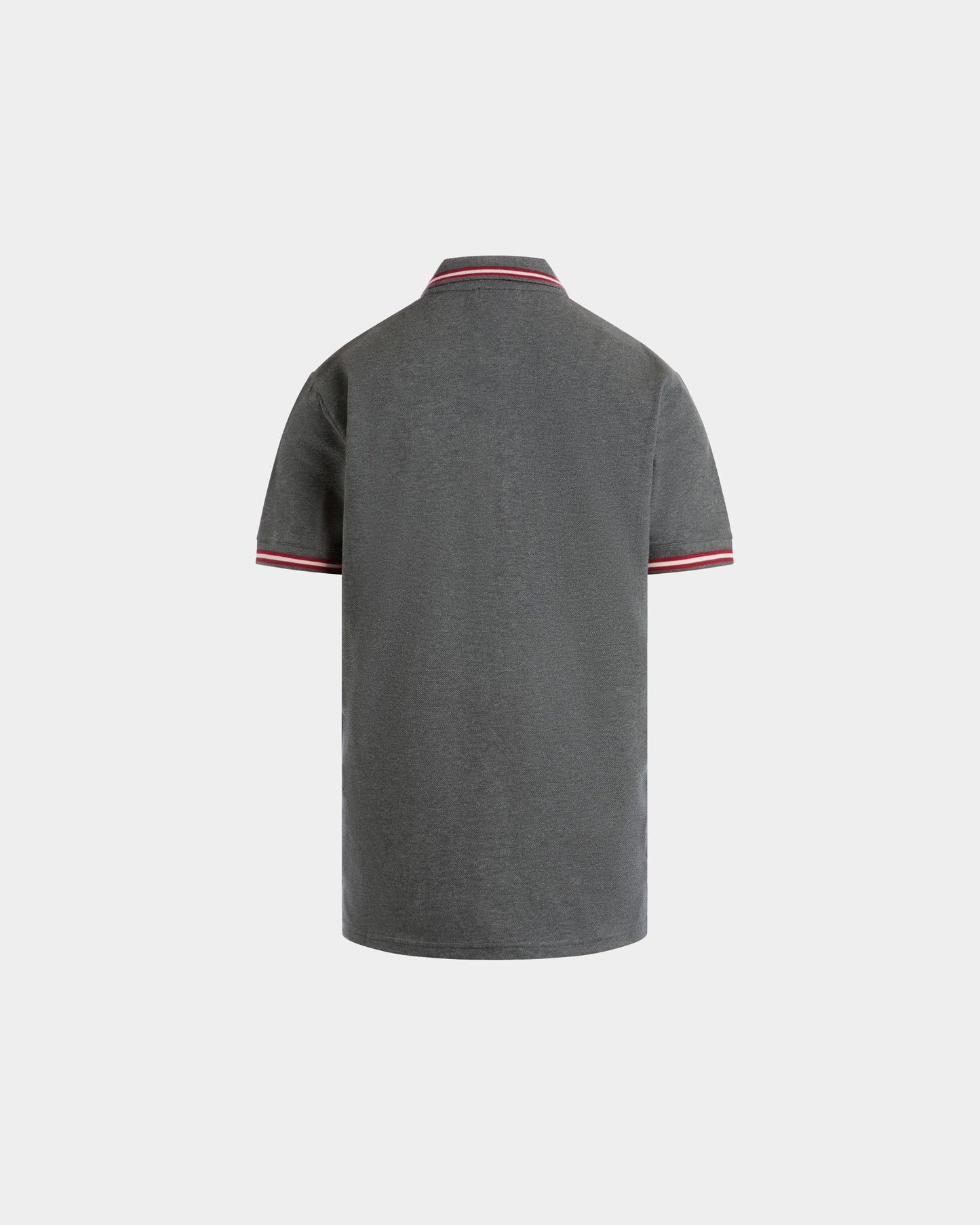 Polo Shirt in Grey Piqué-Knit Cotton