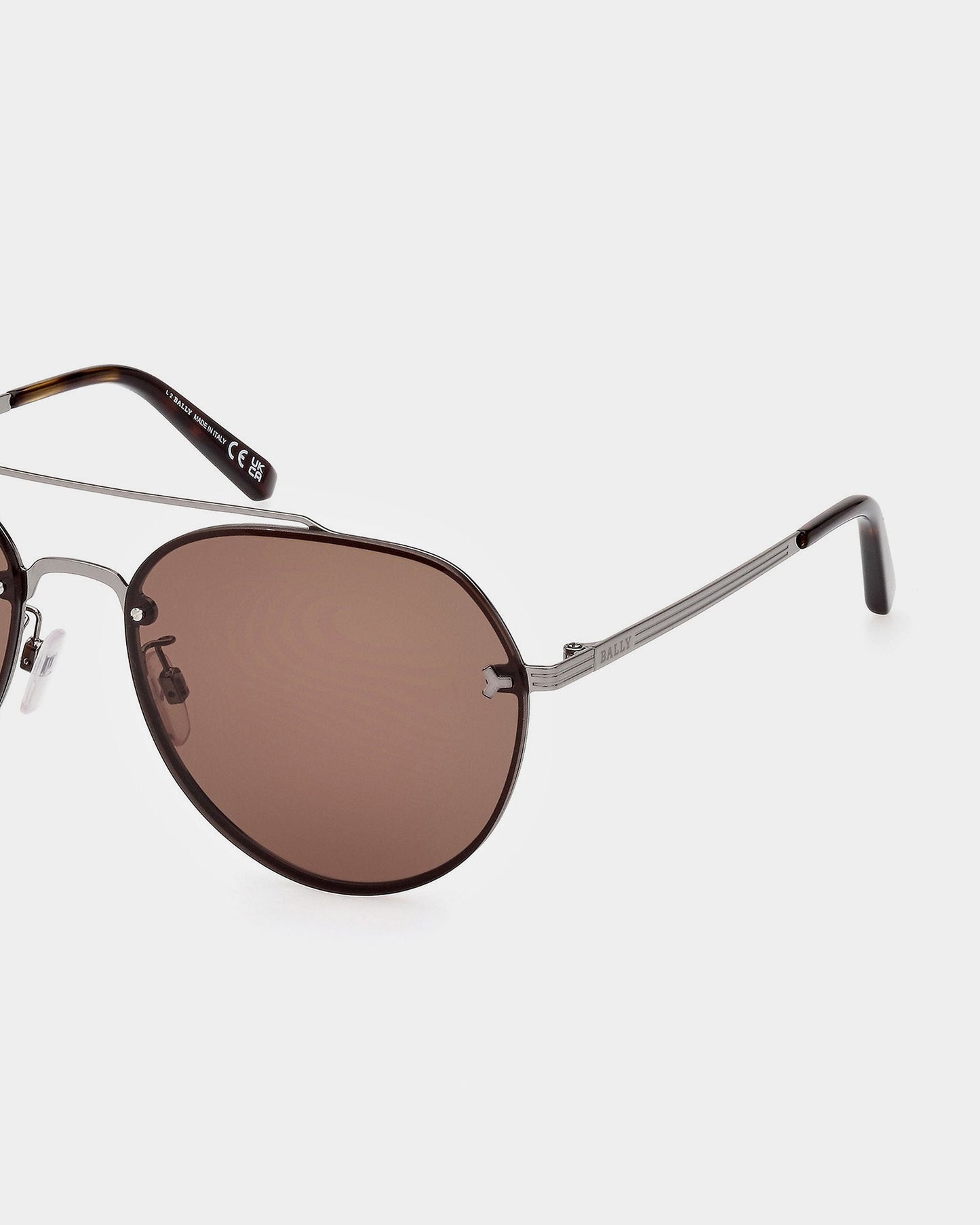 Brad Aviator Sunglasses In Ruthenium Metal