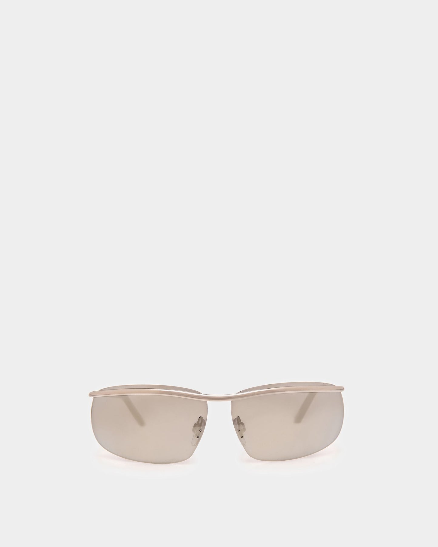Shark Rimless Sunglasses In Shiny Palladium Metal & Mirrored Silver