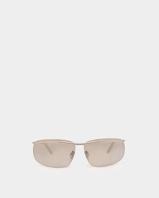 Shark Rimless Sunglasses In Shiny Palladium Metal & Mirrored Silver