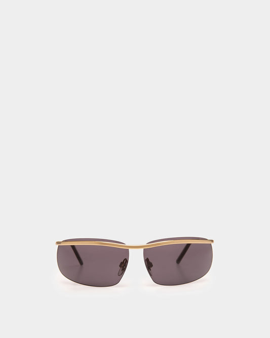 Shark Rimless Sunglasses In Shiny Gold Metal & Smoke
