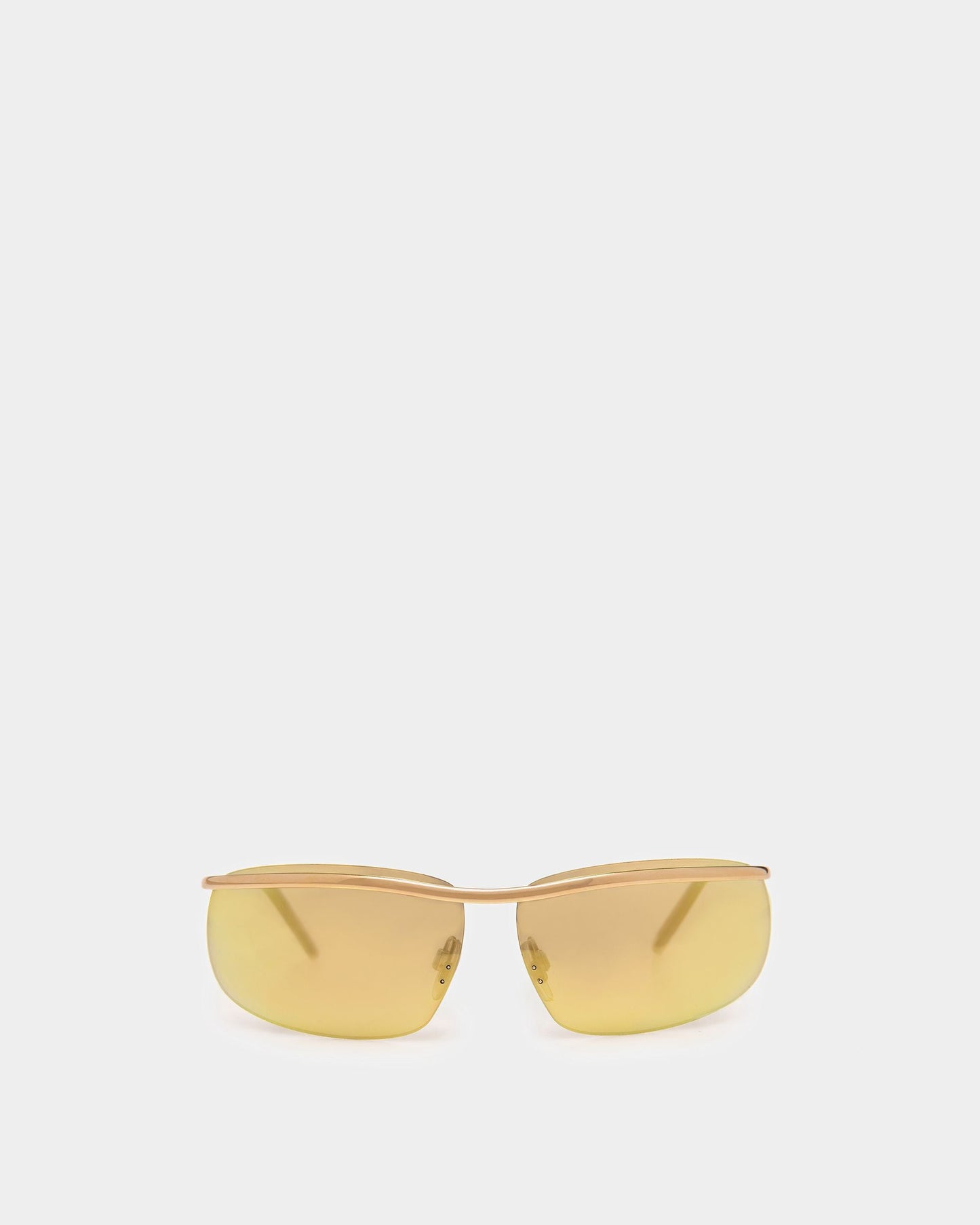 Shark Rimless Sunglasses In Shiny Gold Metal & Mirrored Gold