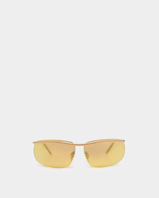 Shark Rimless Sunglasses In Shiny Gold Metal & Mirrored Gold