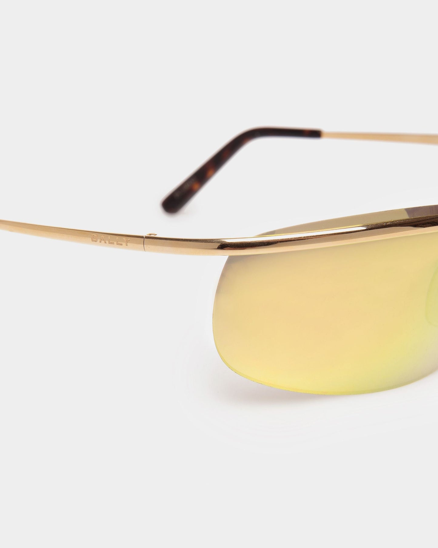 Shark Rimless Sunglasses In Shiny Gold Metal & Mirrored Gold