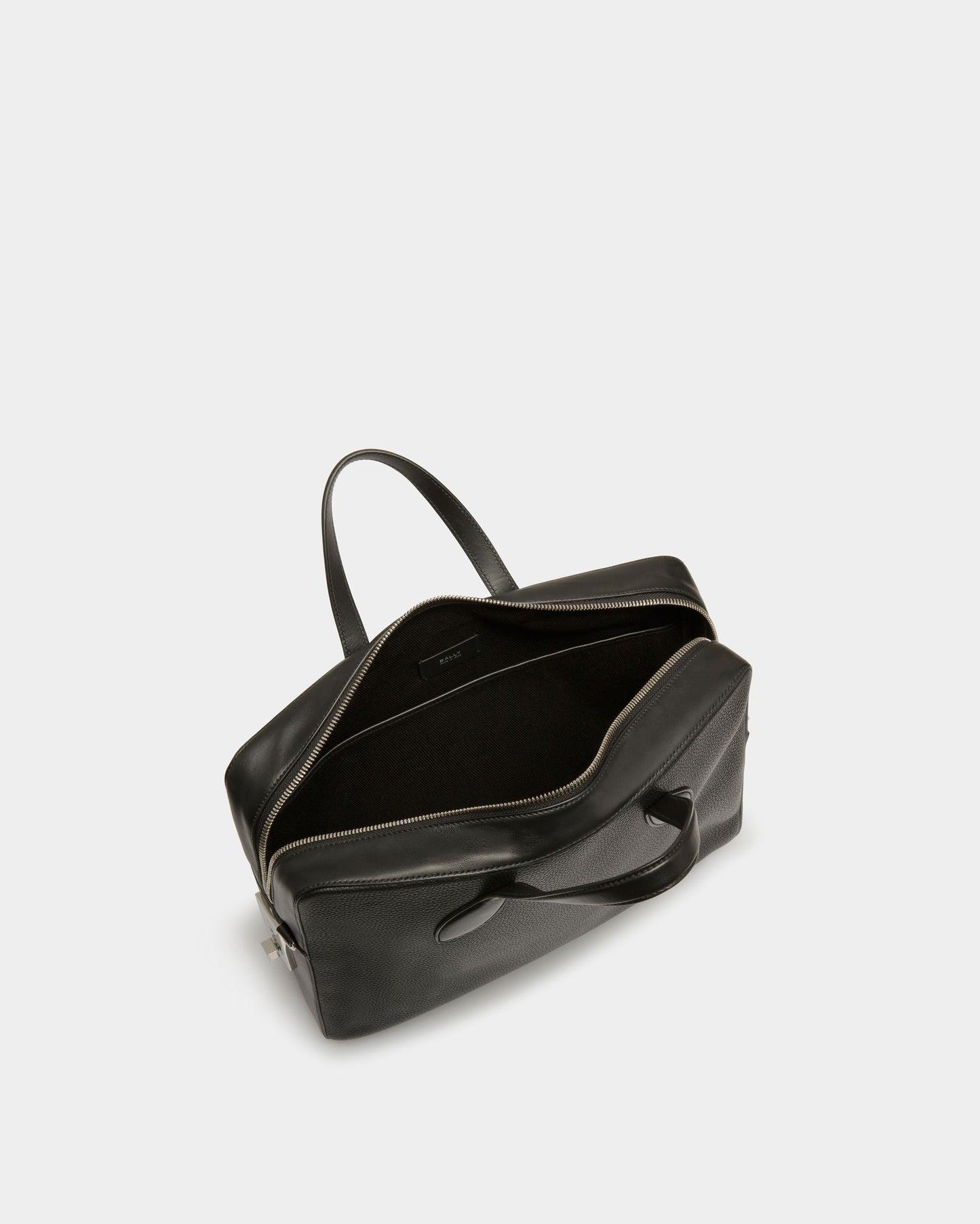 Gentleman | Men's Business Bag | Black Leather | Bally | Still Life Open / Inside