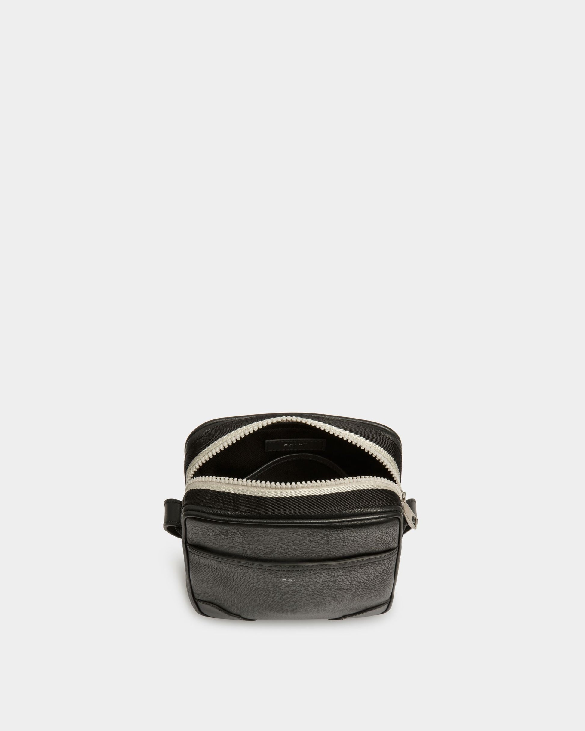 Bord Cross | Men's Crossbody | Black Leather | Bally | Still Life Open / Inside
