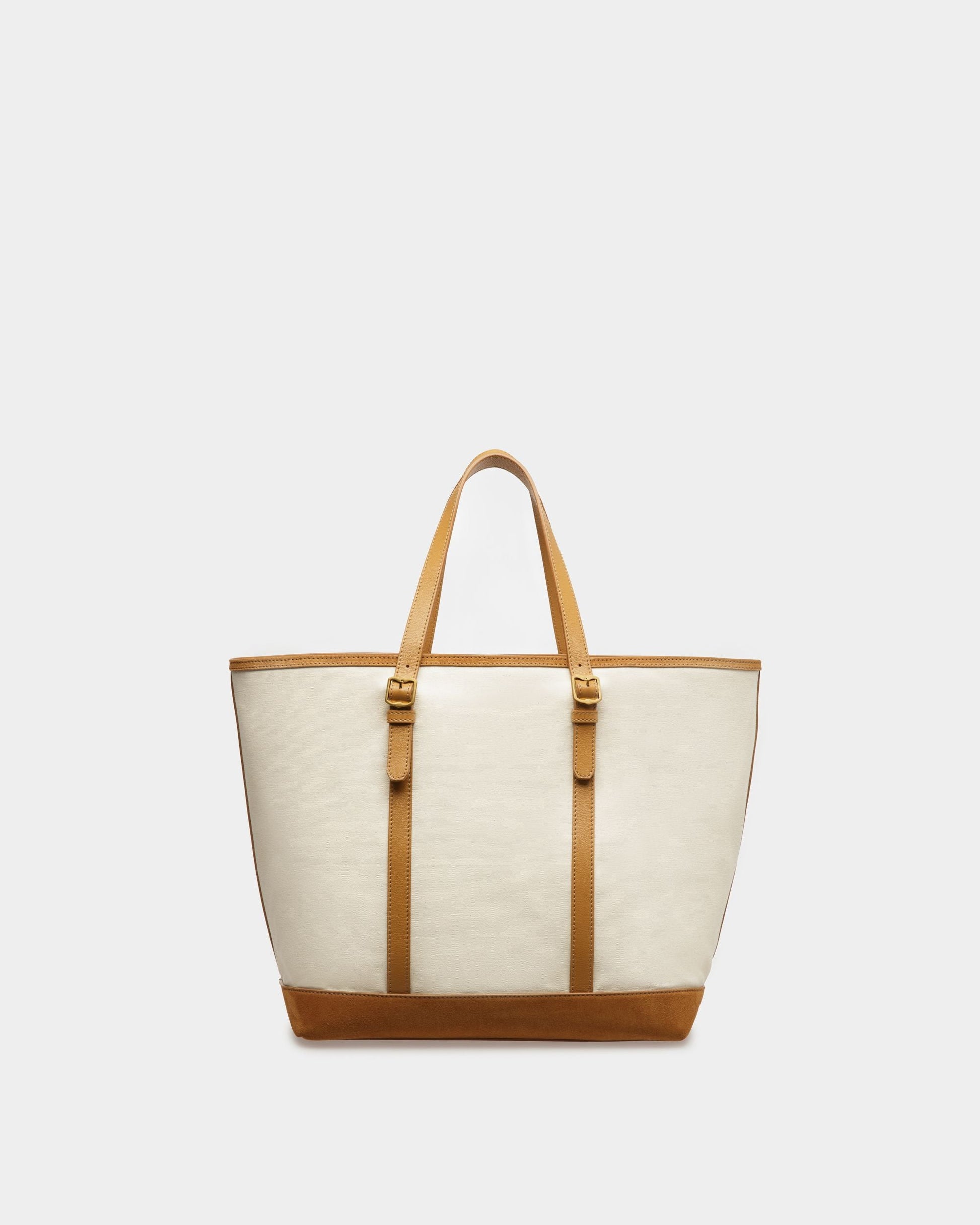 4 Buckles | Men's Tote Bag | Natural And Desert Fabric | Bally | Still Life Back