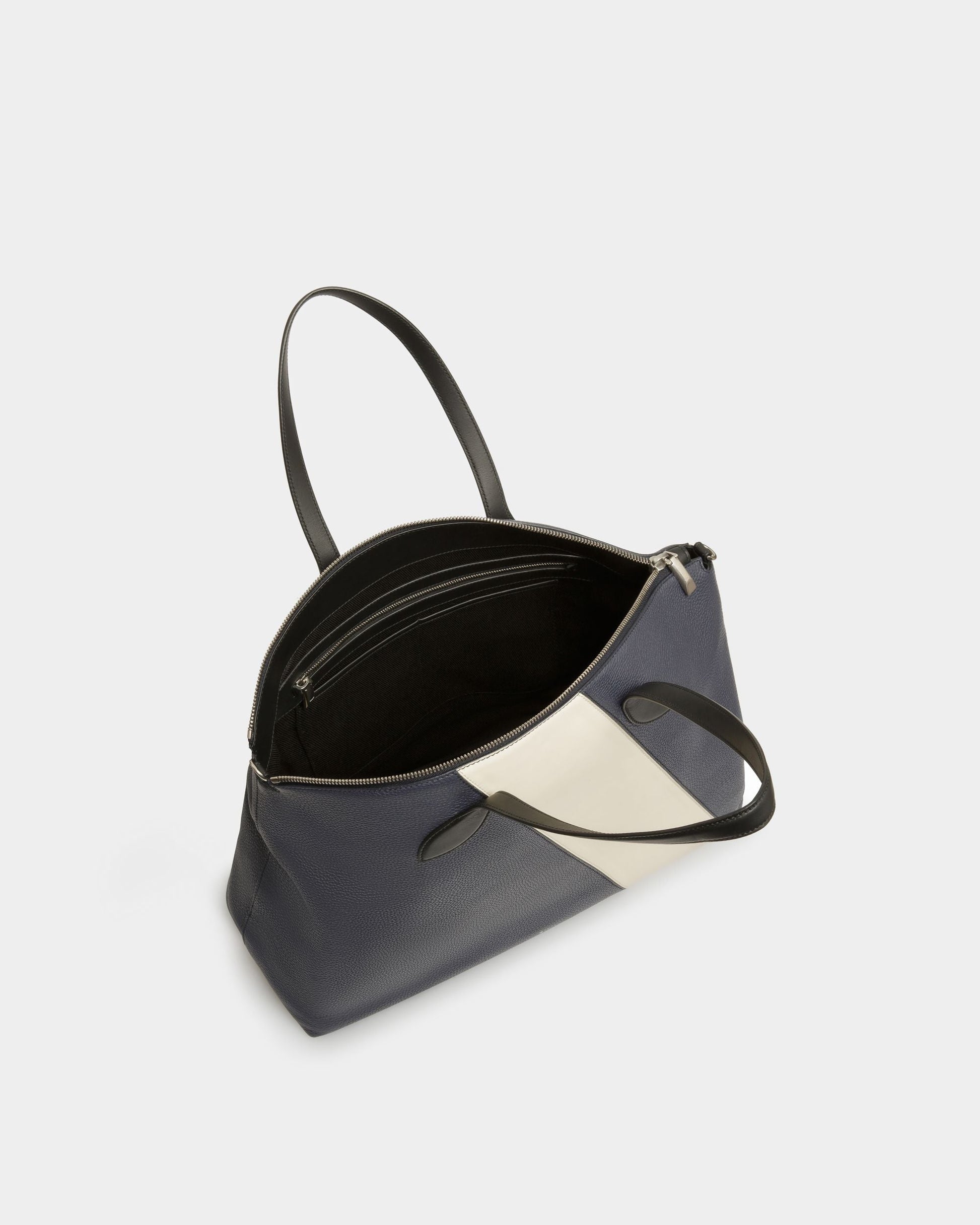 Shaped | Men's Tote Bag | Midnight Leather | Bally | Still Life Open / Inside