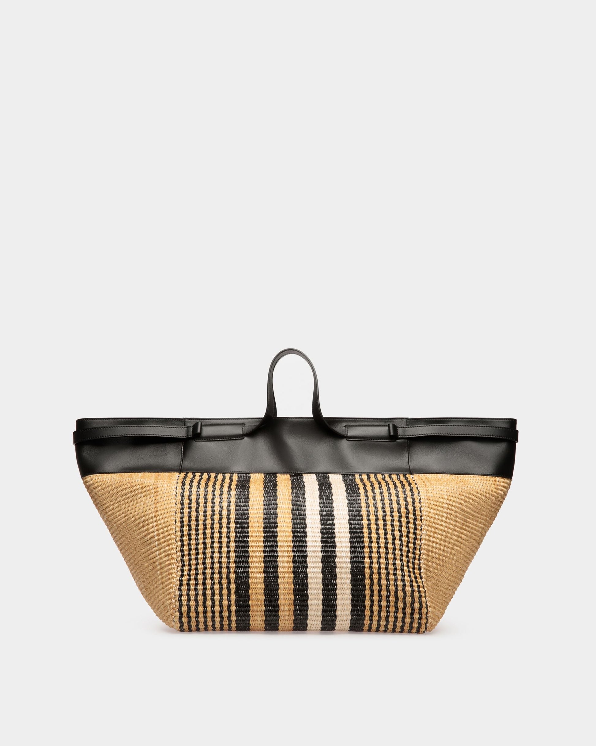 Billboard Tote | Women's Bag | Natural And Black Fabric | Bally | Still Life Back