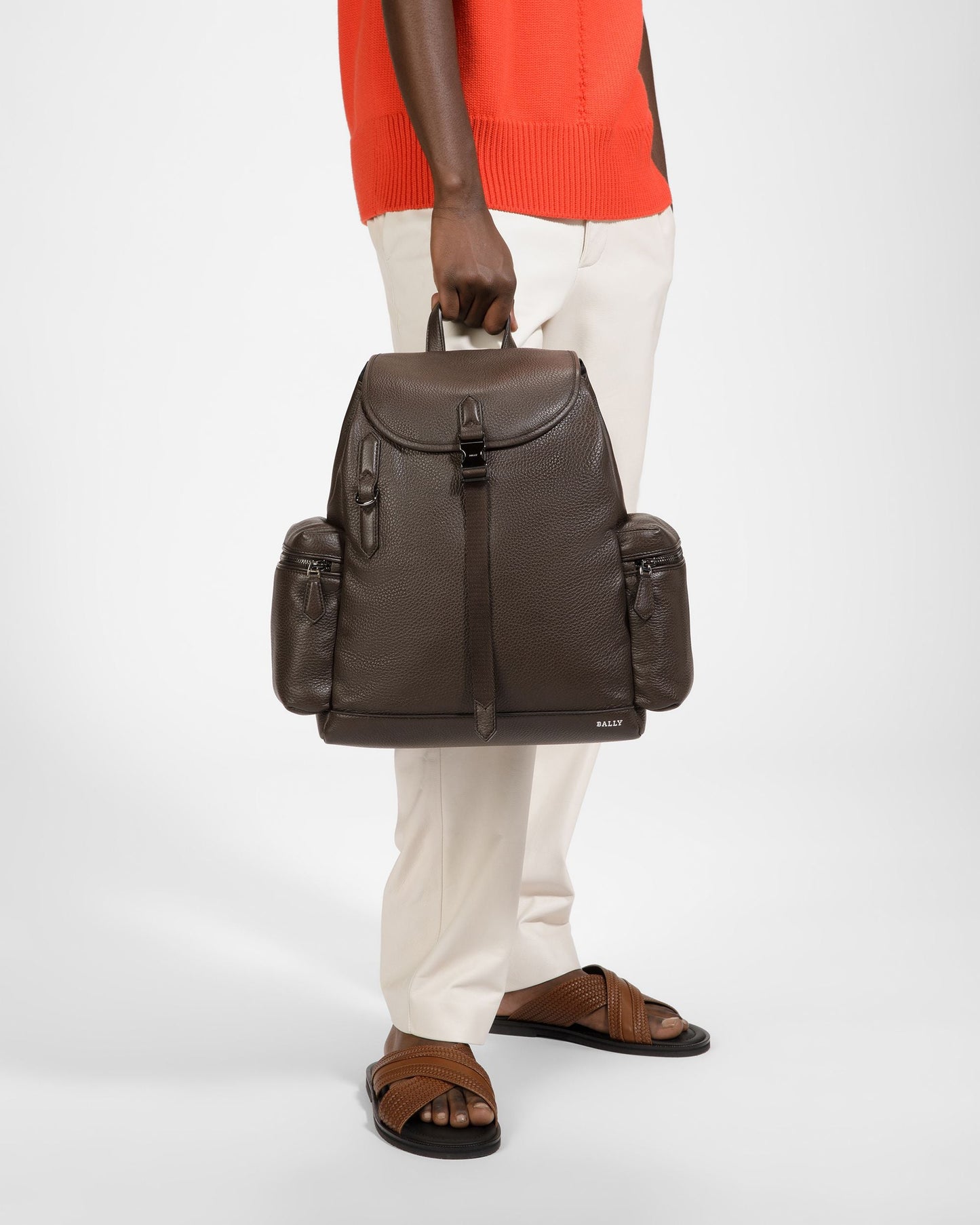 Cliford Leather Backpack In Ebony Brown
