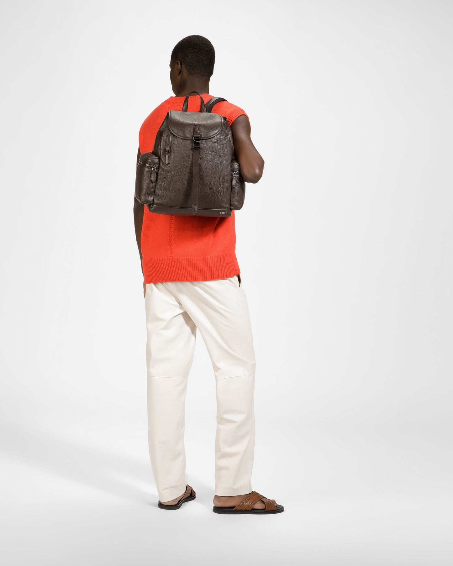Cliford Leather Backpack In Ebony Brown