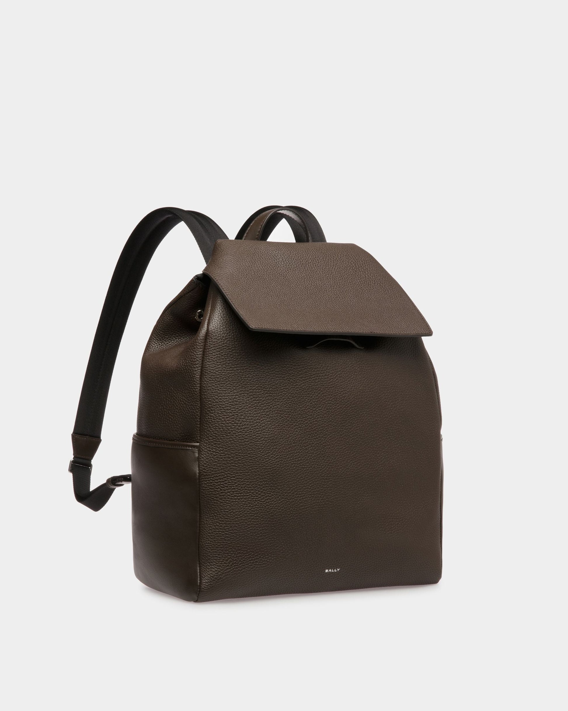Slim | Men's Backpack | Brown Leather | Bally | Still Life 3/4 Front