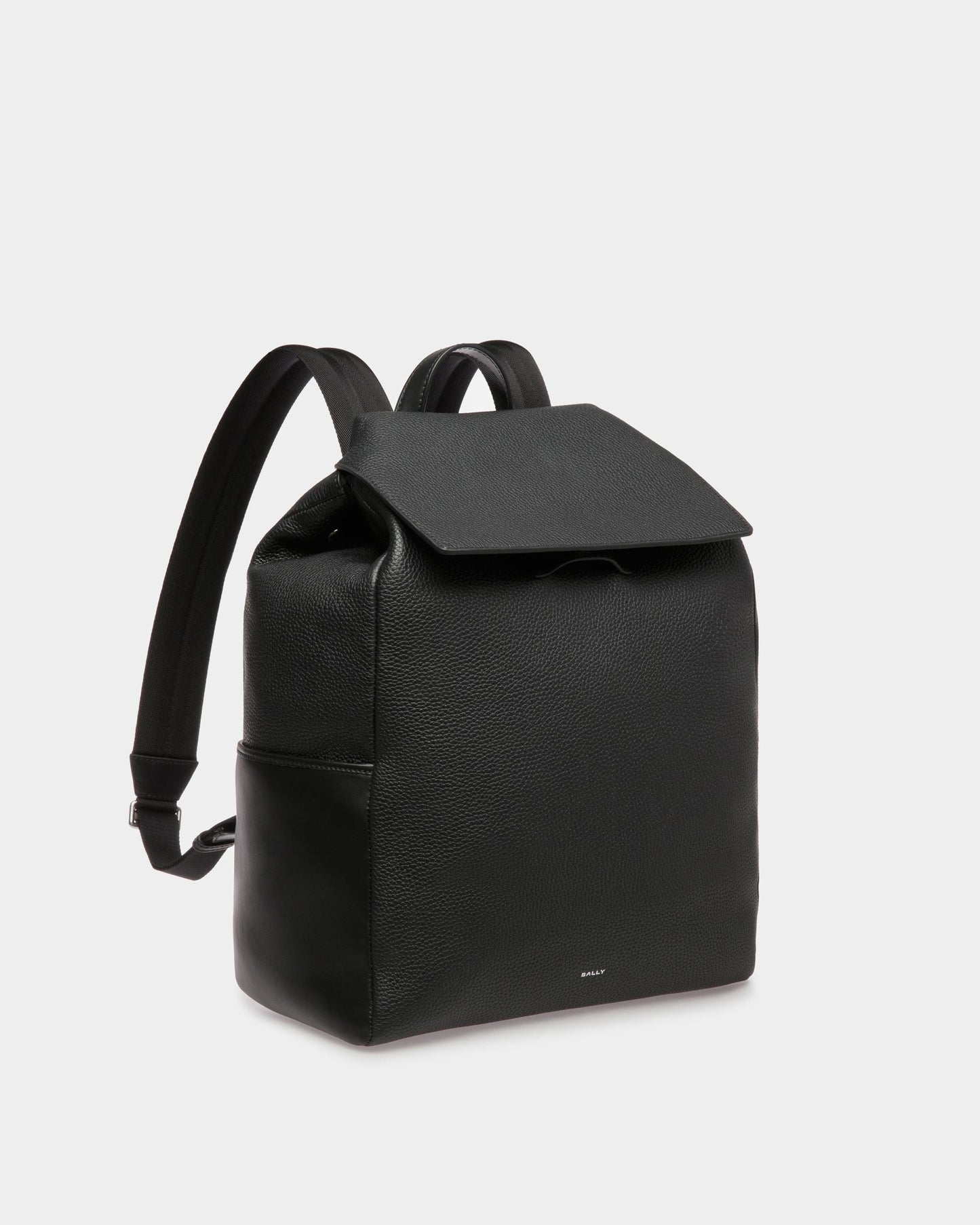 Slim | Men's Backpack | Black Leather | Bally | Still Life 3/4 Front