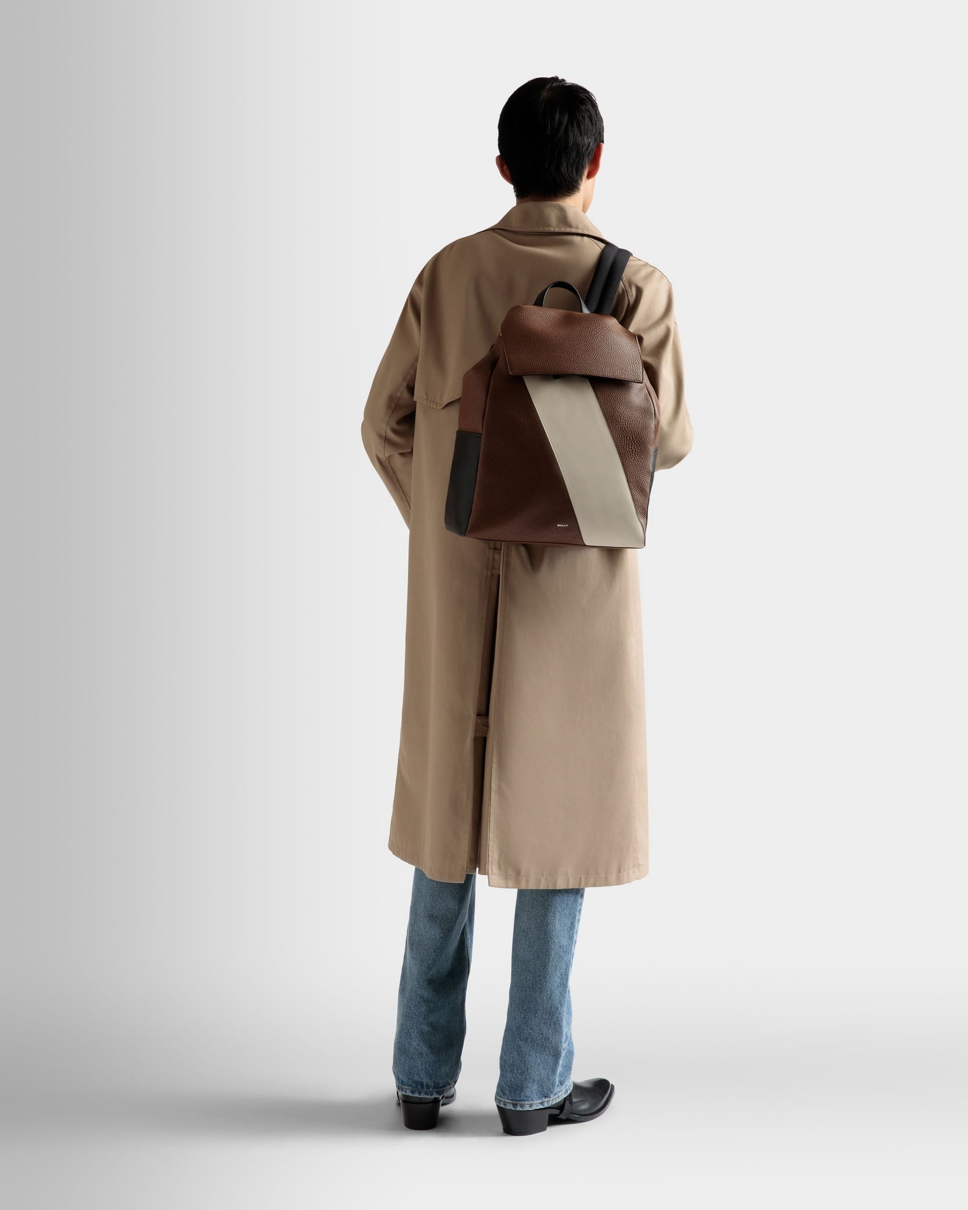 Slim | Men's Backpack | Brown Leather | Bally | On Model Front