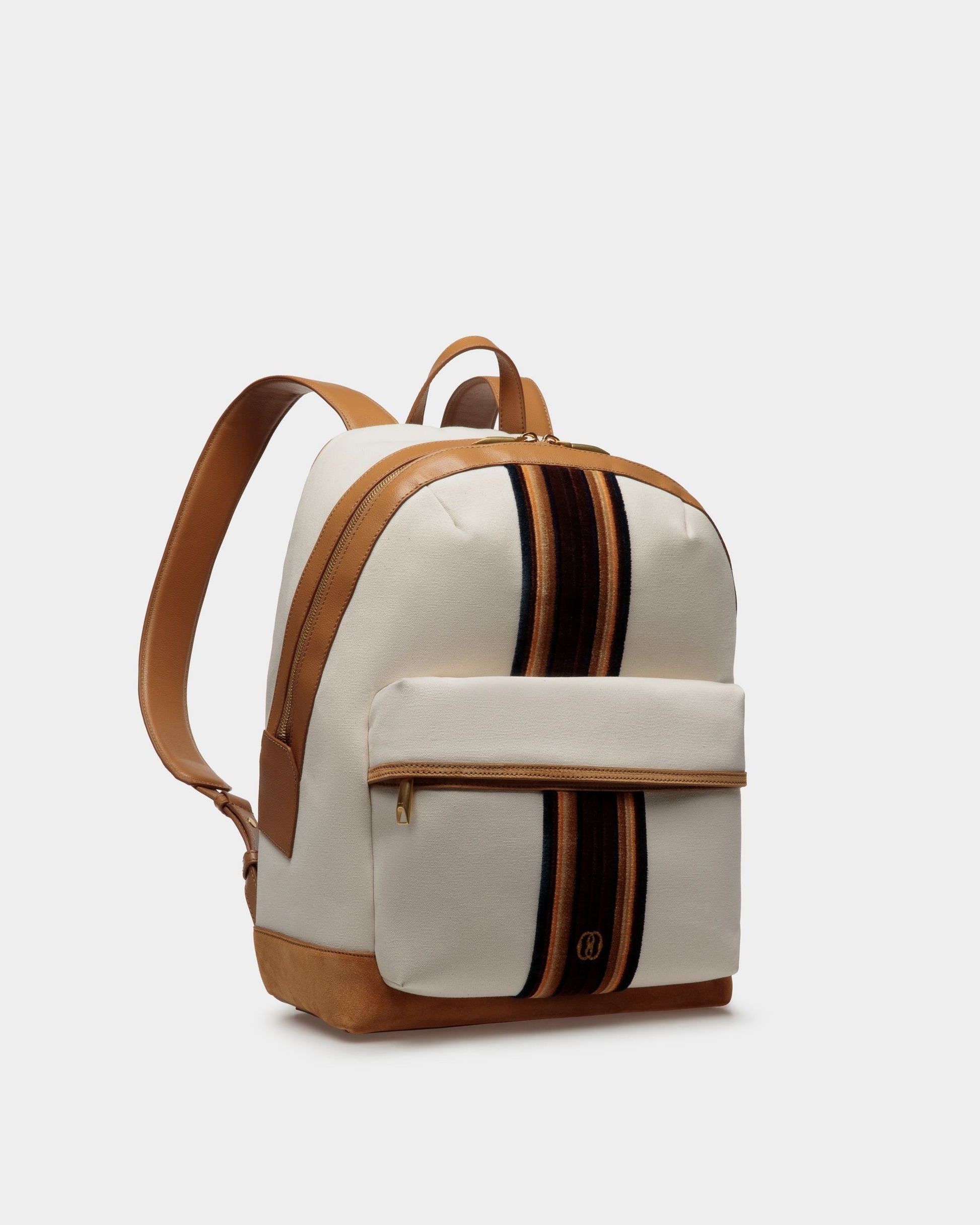 Treckk | Men's Backpack | Natural And Desert Fabric | Bally | Still Life 3/4 Front