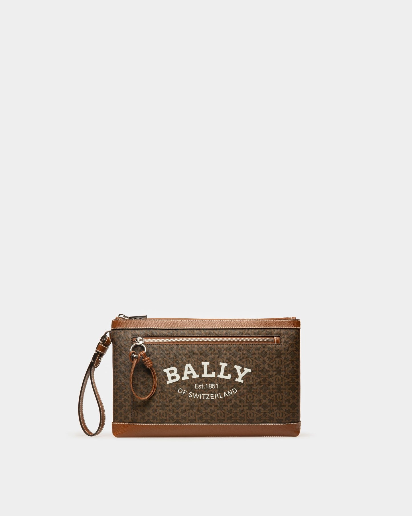 Cliff Pouch with a Monogram Print in Brown