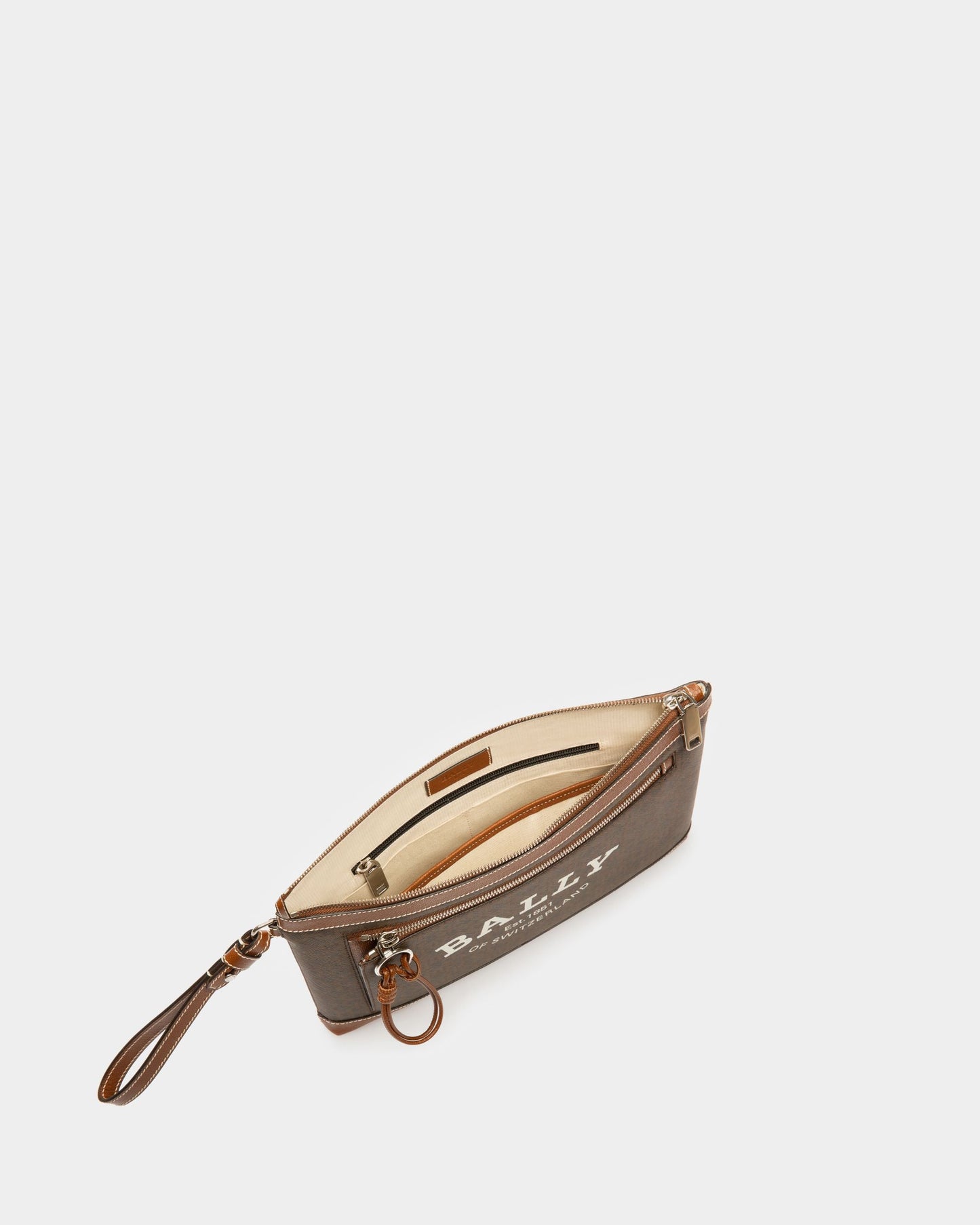 Cliff Pouch with a Monogram Print in Brown
