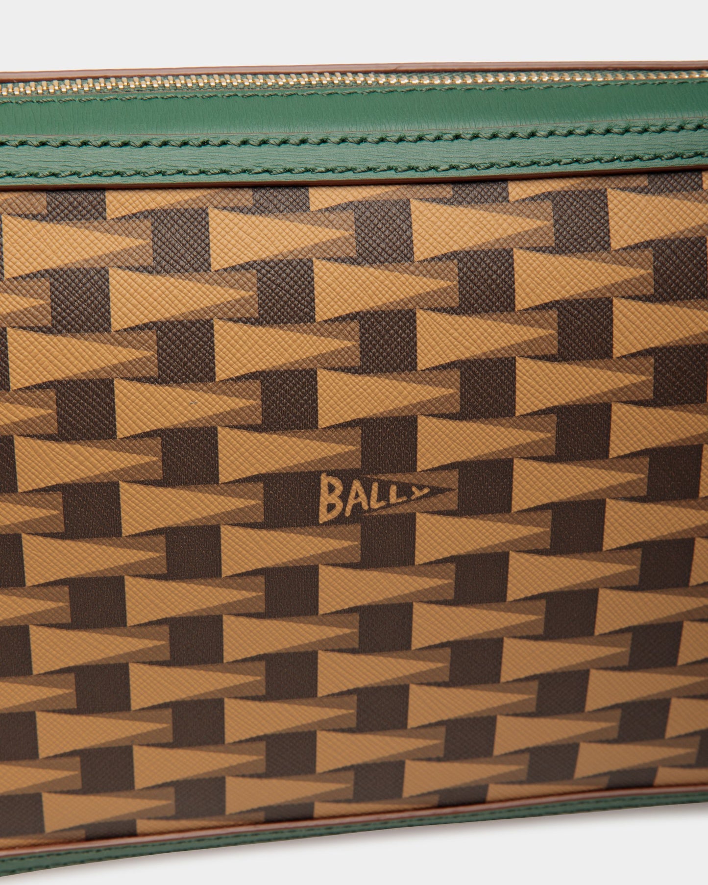 Pochette | Men's Clutches And Portfolios | Desert And Kelly Green Leather And TPU | Bally | Still Life Detail