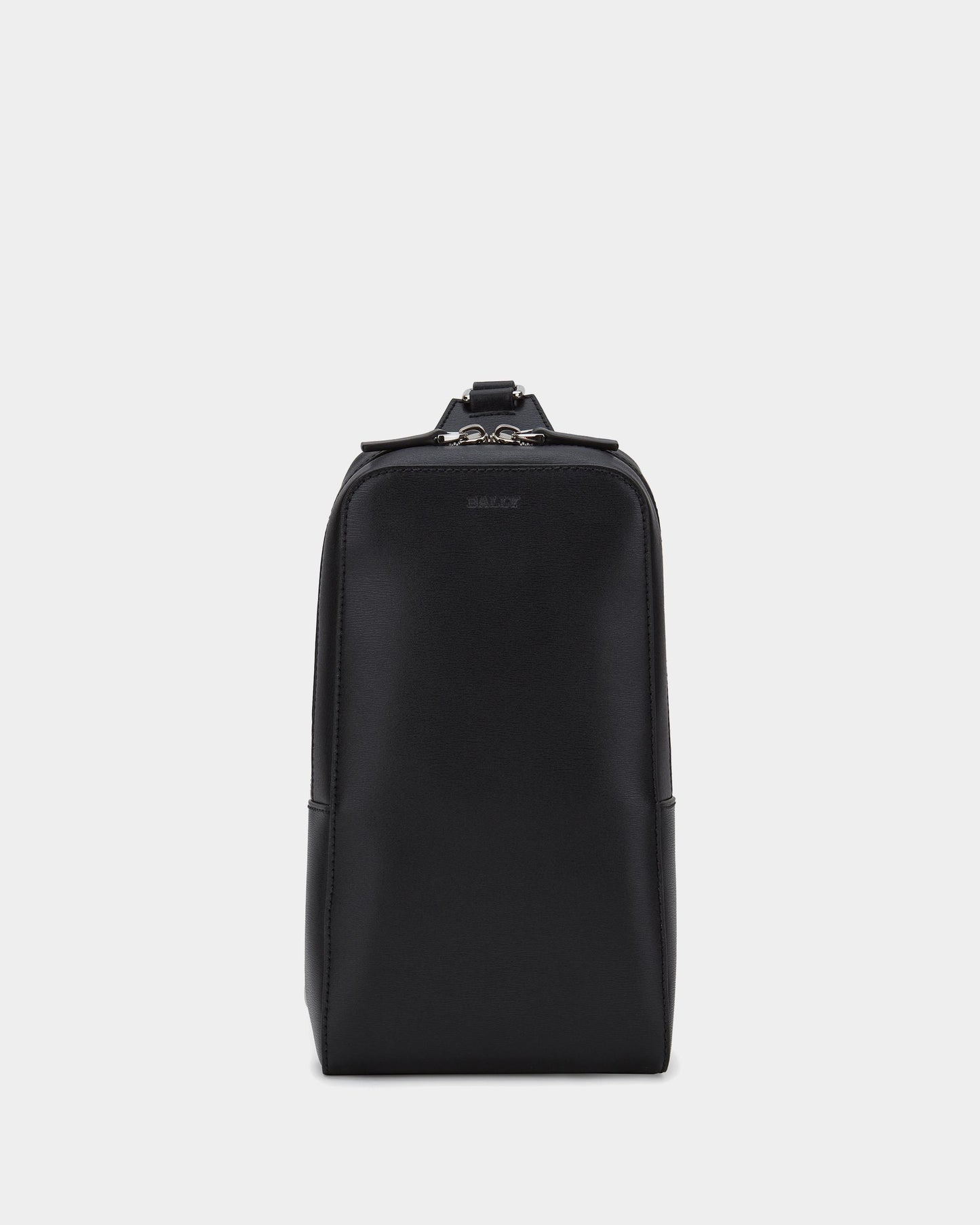Sling Bag in Black Embossed Leather