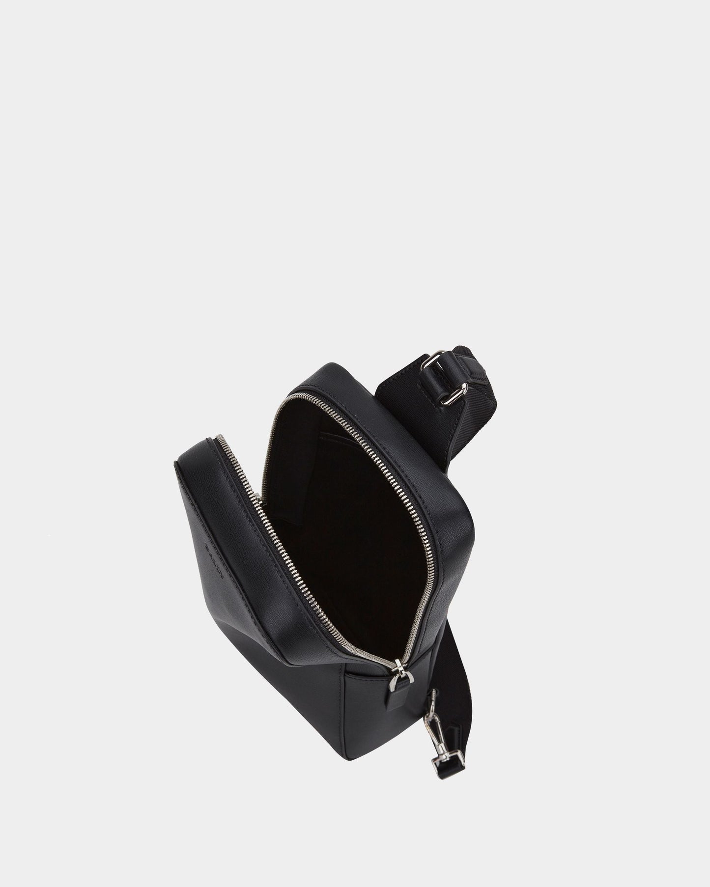 Sling Bag in Black Embossed Leather