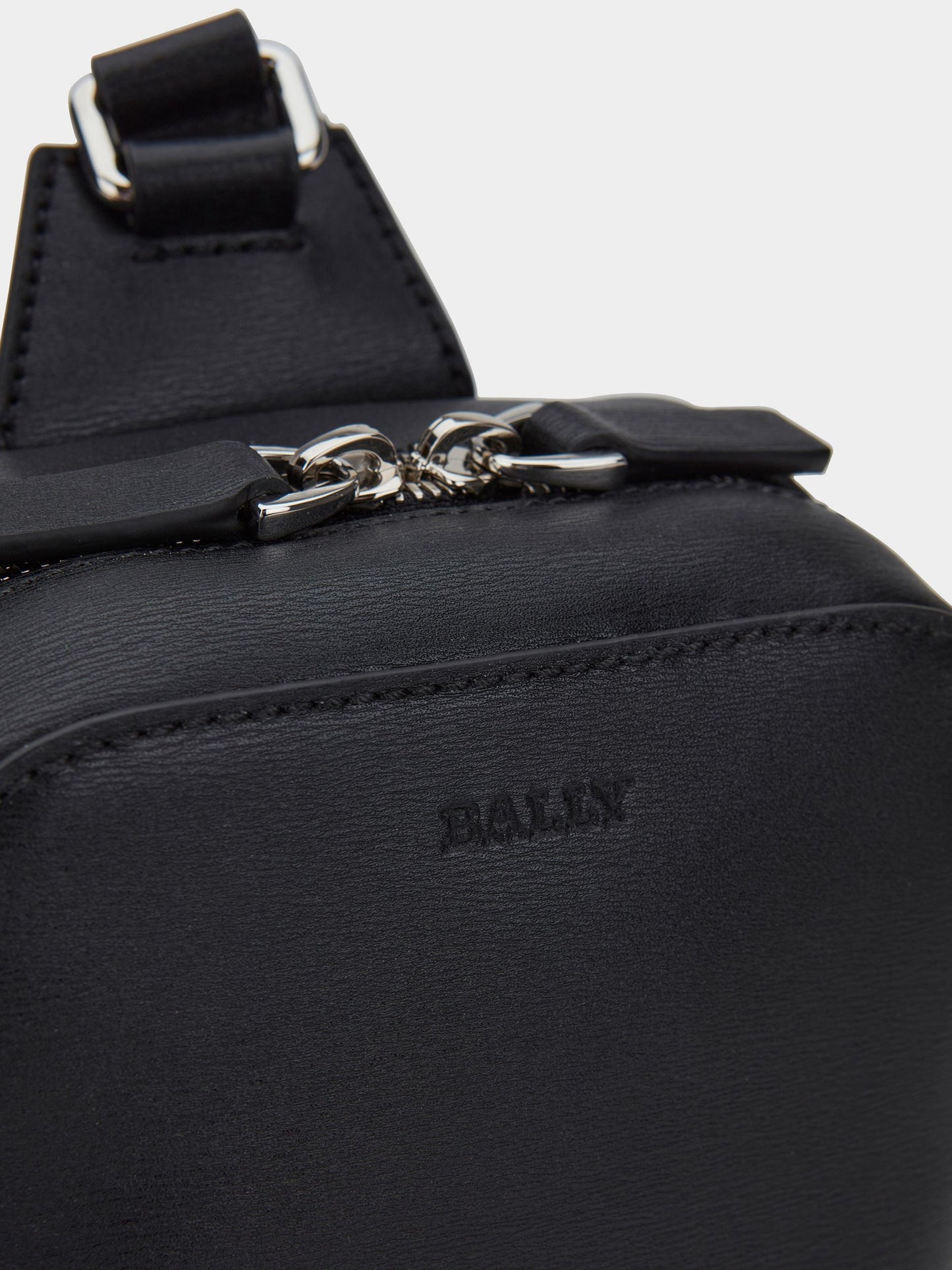 Sling Bag in Black Embossed Leather
