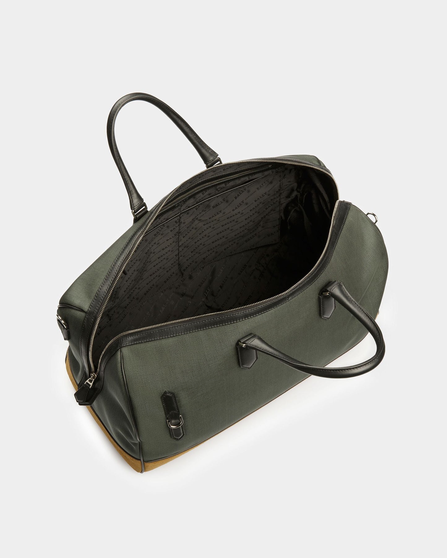 Caius Leather And Nylon Weekender Bag In Sage