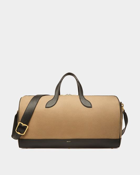 36 Hours | Men's Travel Bag | Sand And Black Fabric And Leather | Bally | Still Life Front