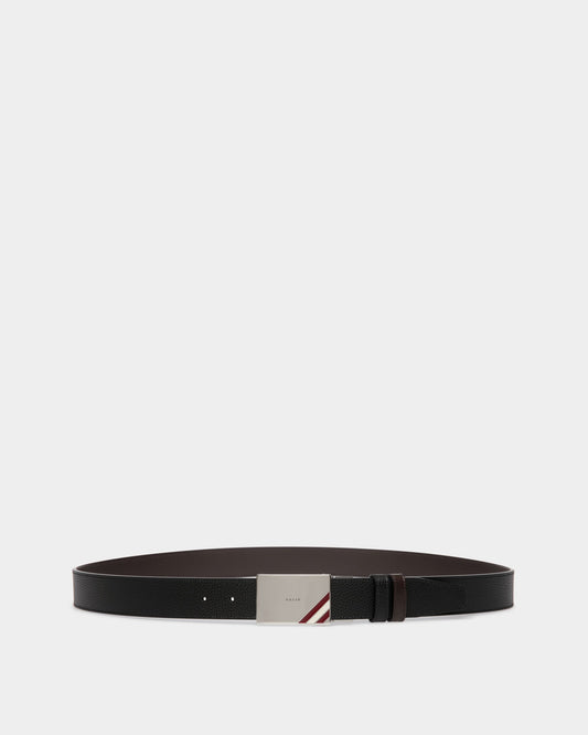 Reversible And Adjustable Belt in Black Grained Leather