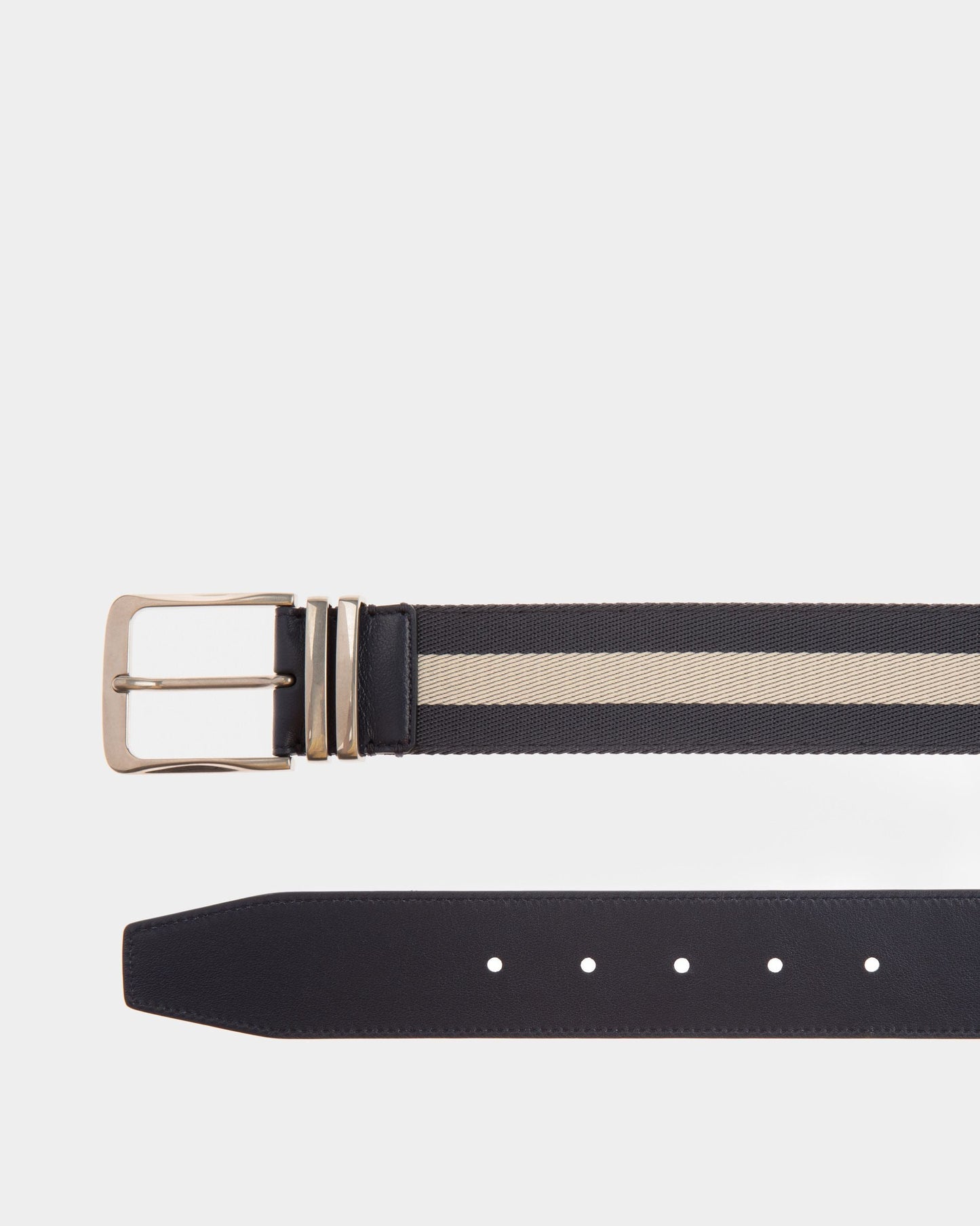 Casual Fixed 40mm Belt In Marine Fabric And Leather