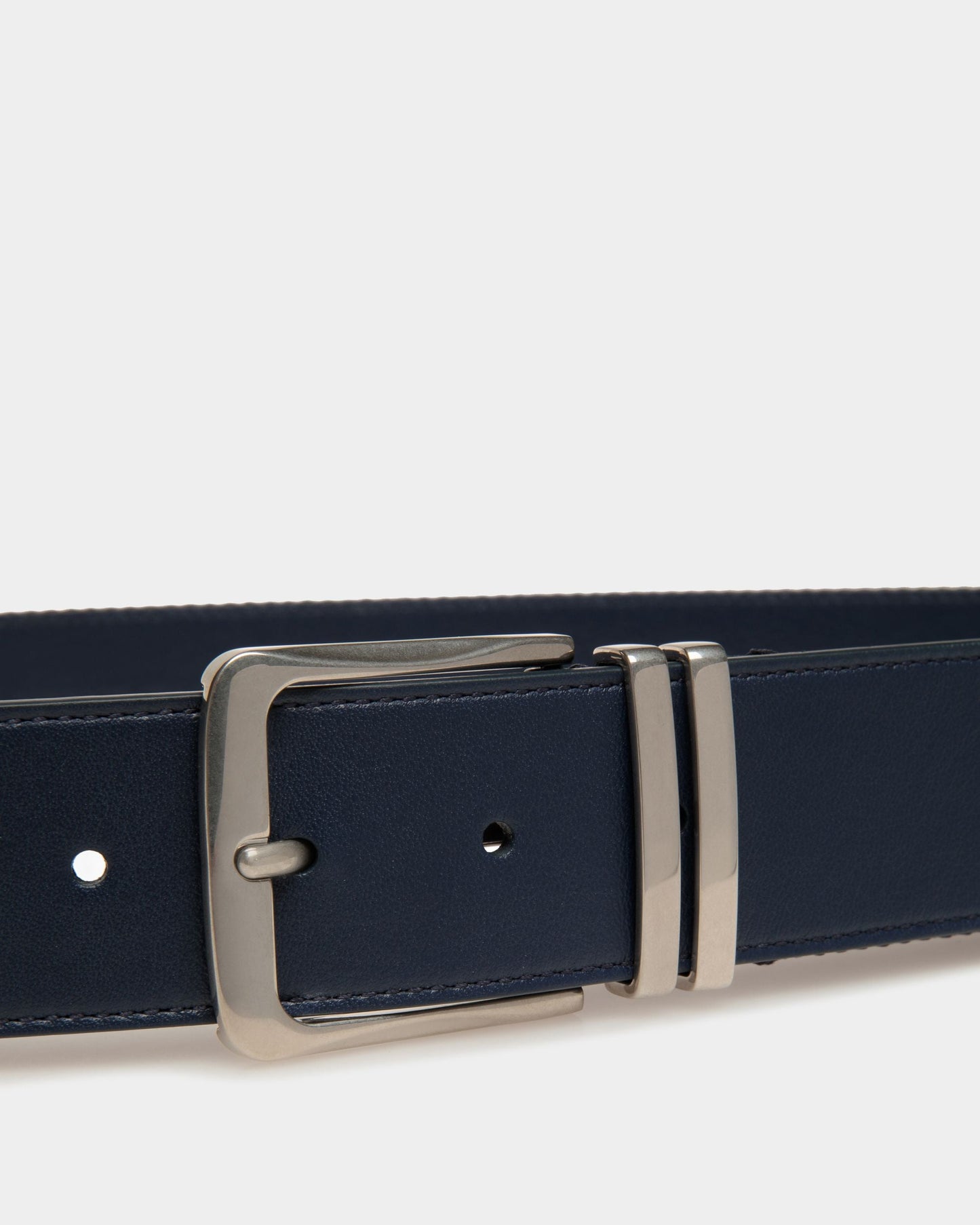 Casual Fixed 40mm Belt In Marine Fabric And Leather