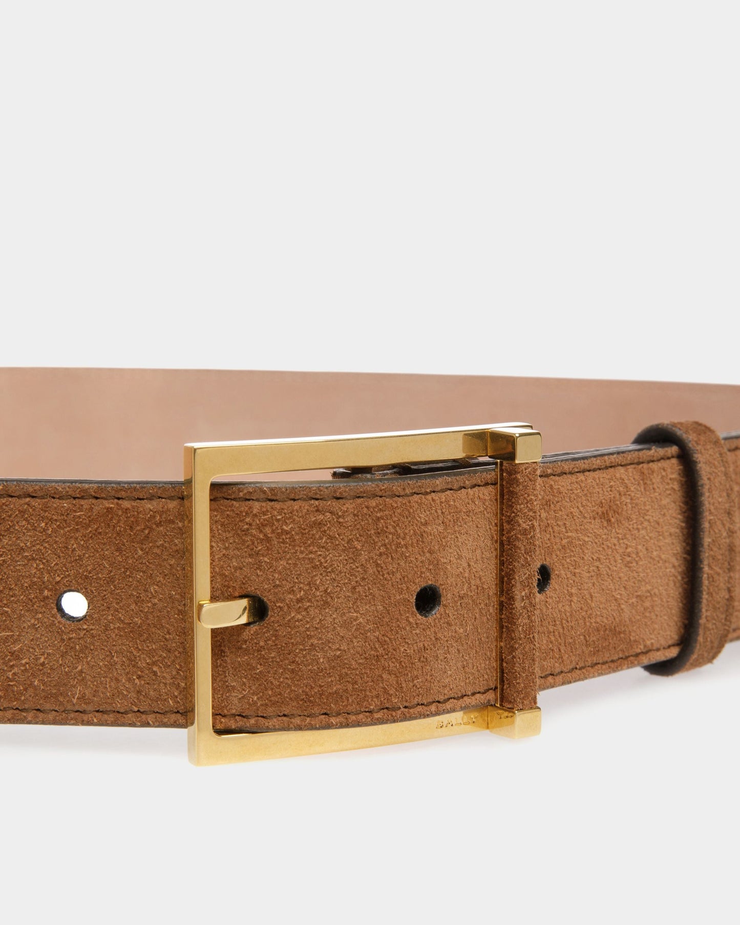 Angle 35 | Men's Fixed Belt | Brown Leather | Bally | On Model Front