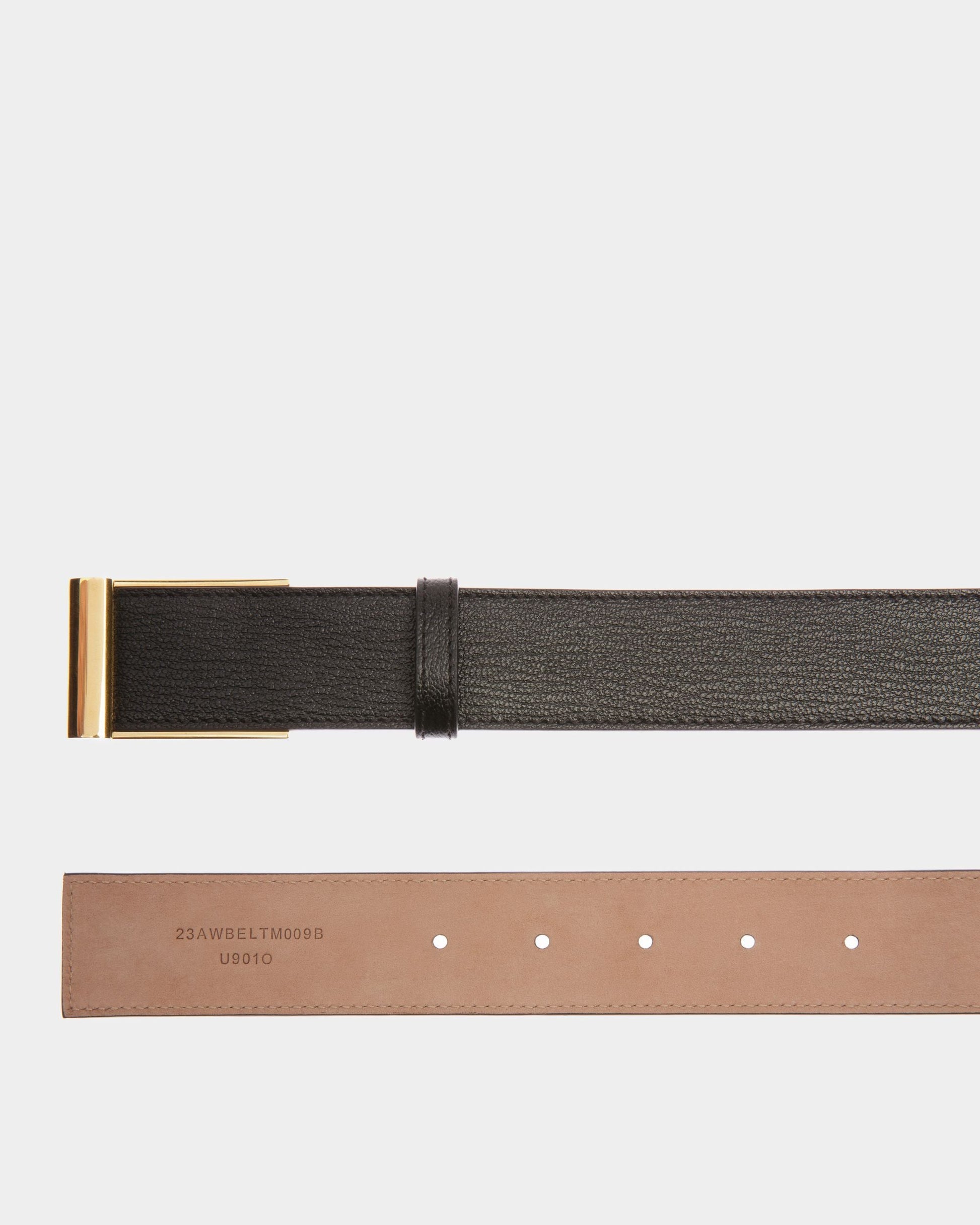 Outline 35 | Men's Fixed Belt | Black Leather | Bally | Still Life Detail