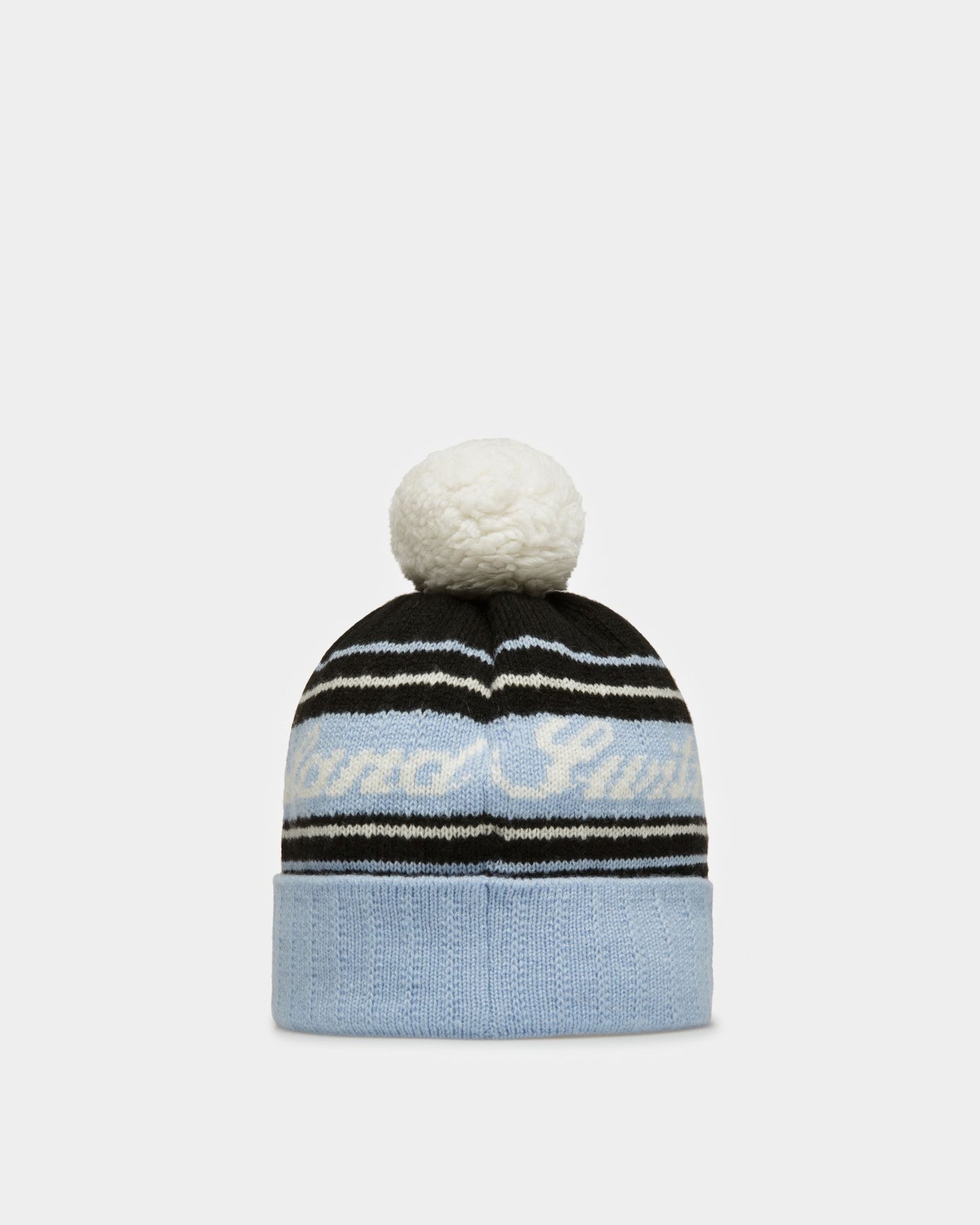 Wool Jacquard Hat In Light Blue & Black