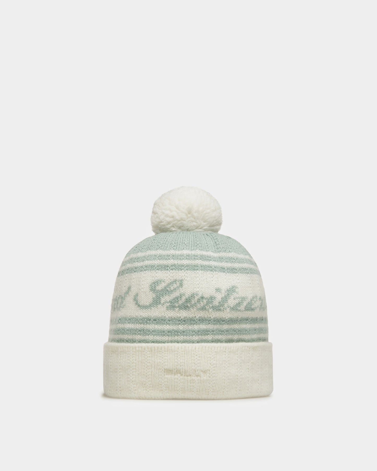 Wool Jacquard Hat In Light Blue & Bone