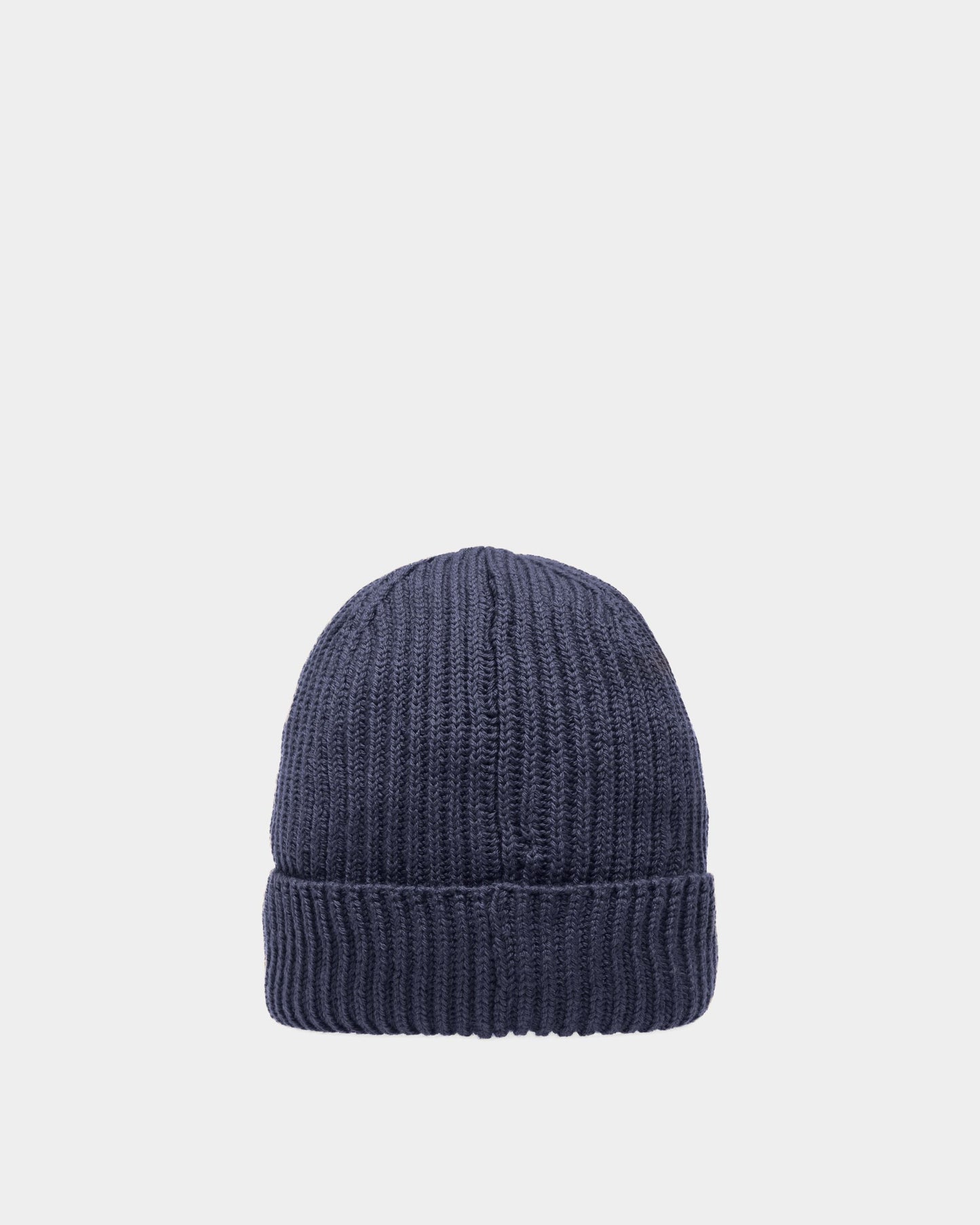 Ribbed Beanie Hat | Men's Hat | Midnight Wool | Bally | Still Life 3/4 Back