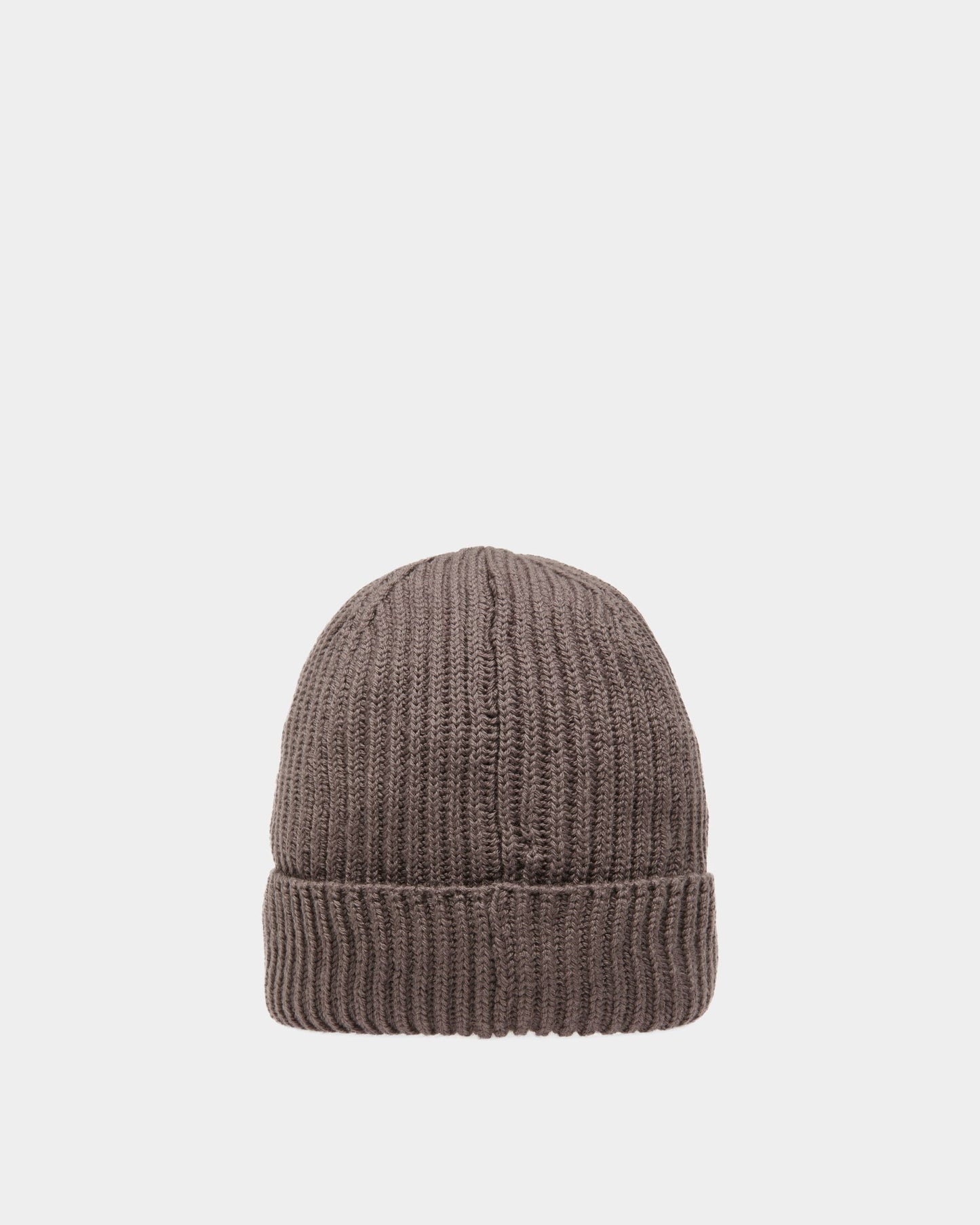 Ribbed Beanie Hat | Men's Hat | Dark Mineral Wool | Bally | Still Life 3/4 Back