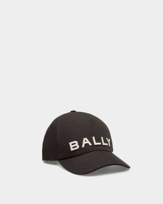 Embroidered Logo Baseball Hat In Black Cotton