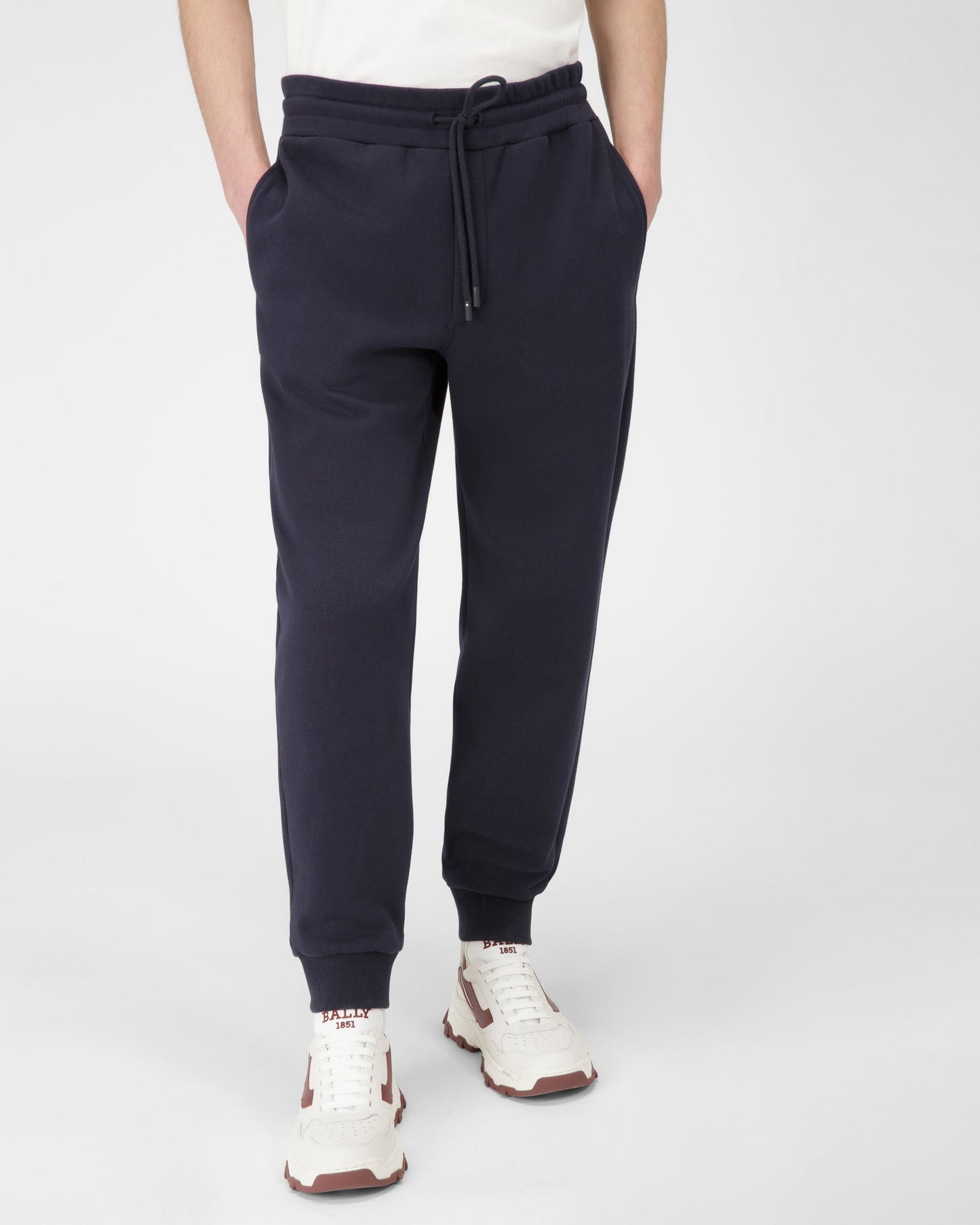 Mixed Cotton Sweapants In Navy