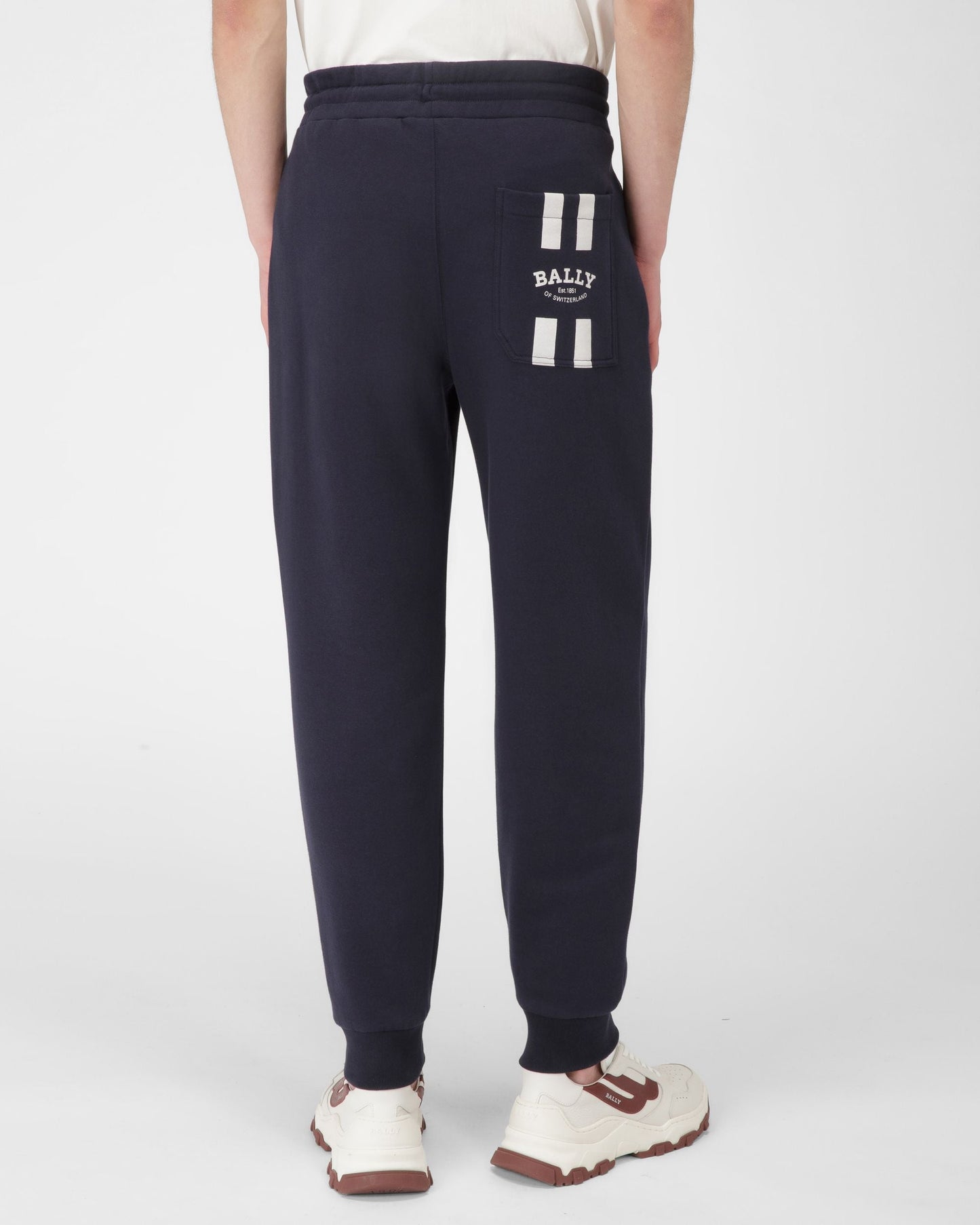 Mixed Cotton Sweapants In Navy