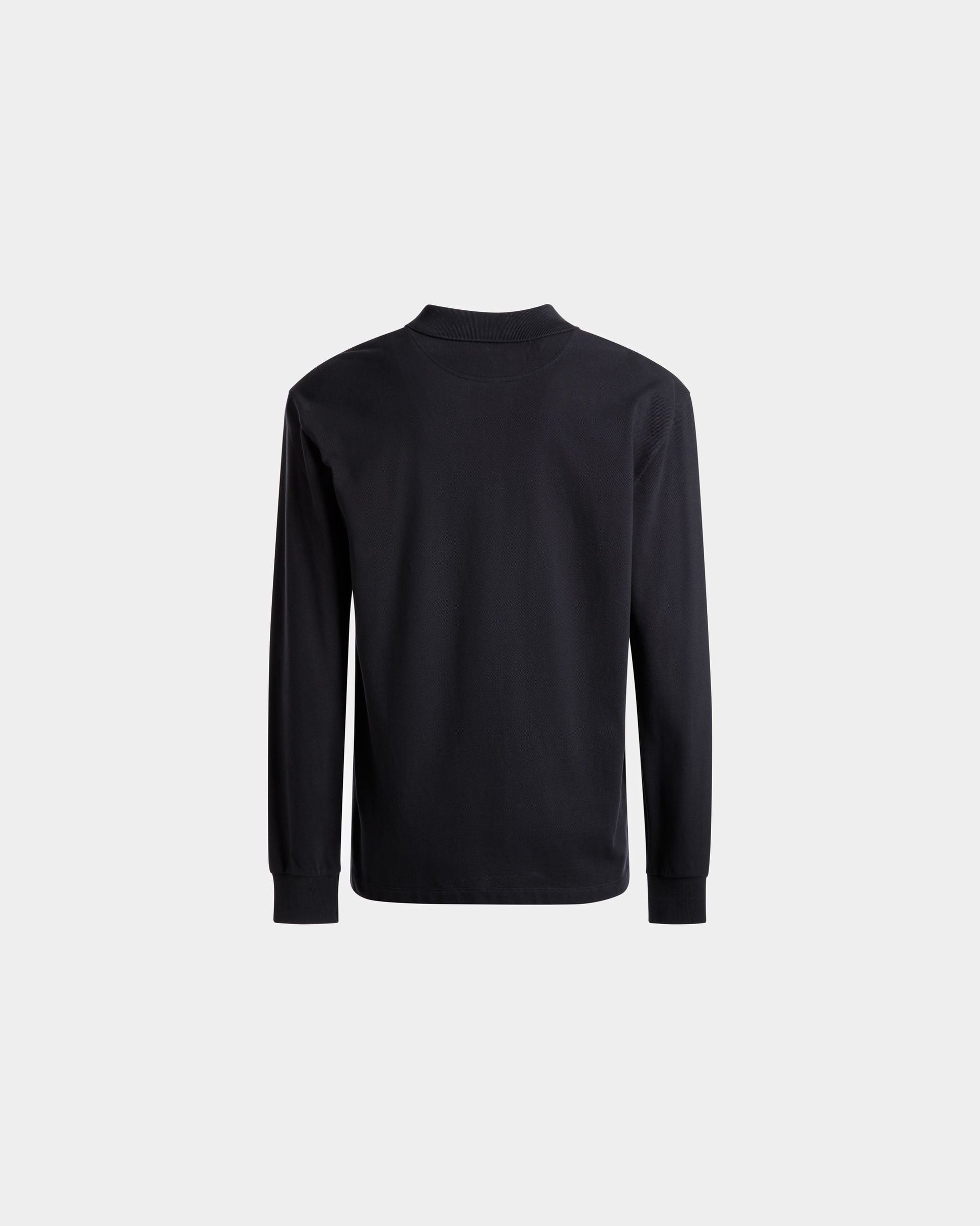 Long Sleeve Polo | Men's Polo Shirt | Midnight Cotton | Bally | Still Life Back