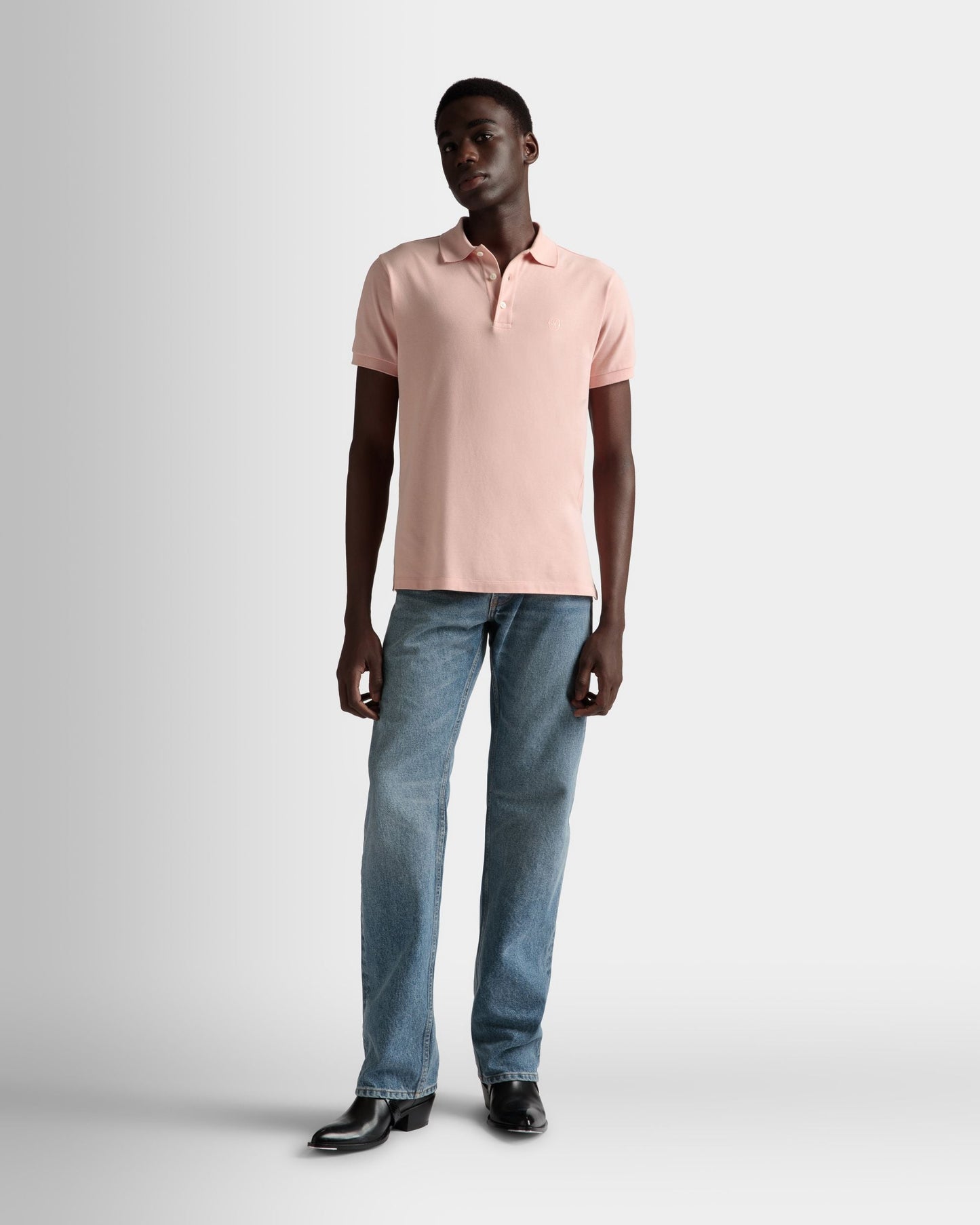 Short Sleeve Polo | Men's Polo | Dusty Petal Cotton | Bally | On Model Front