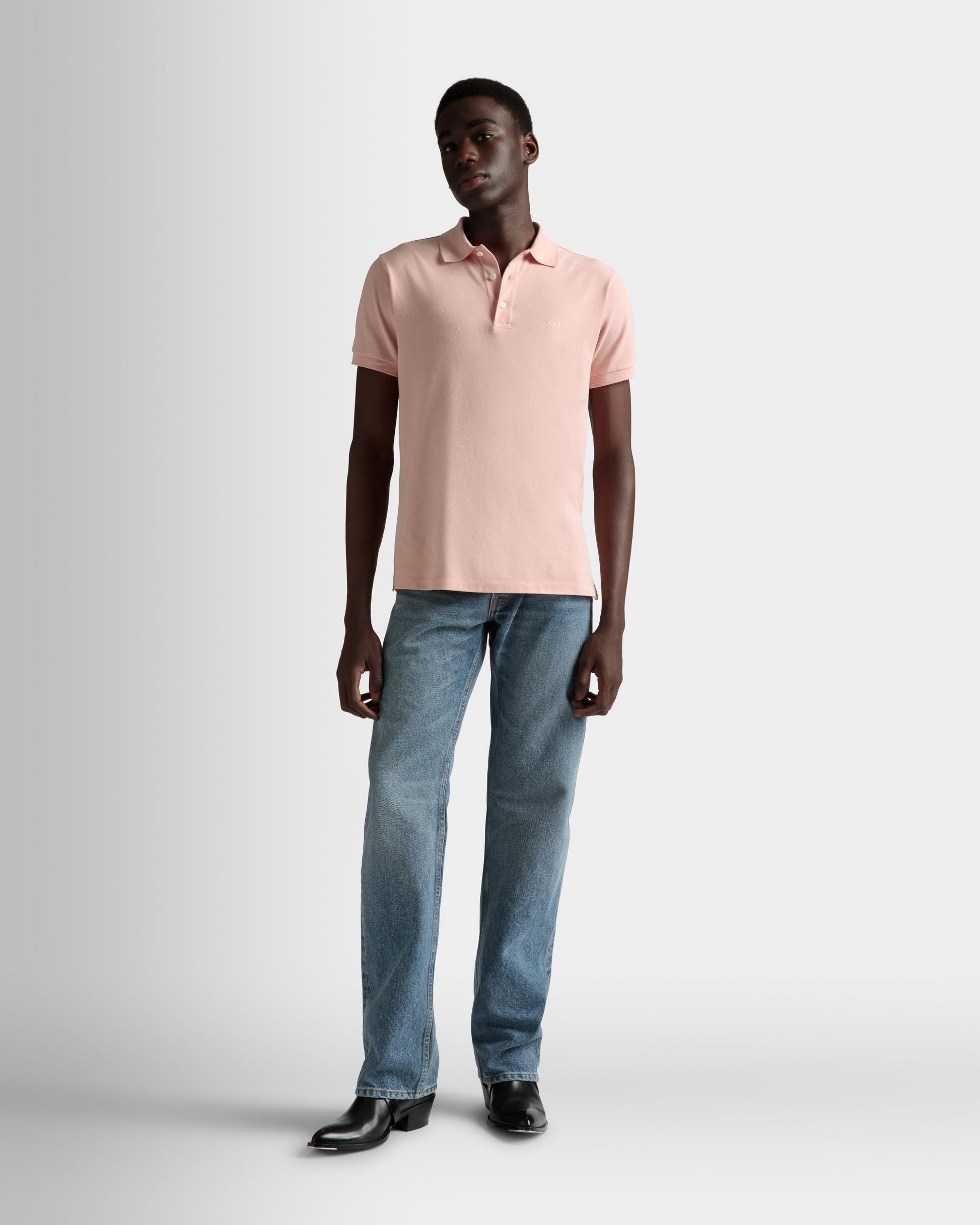 Short Sleeve Polo | Men's Polo | Dusty Petal Cotton | Bally | On Model Front