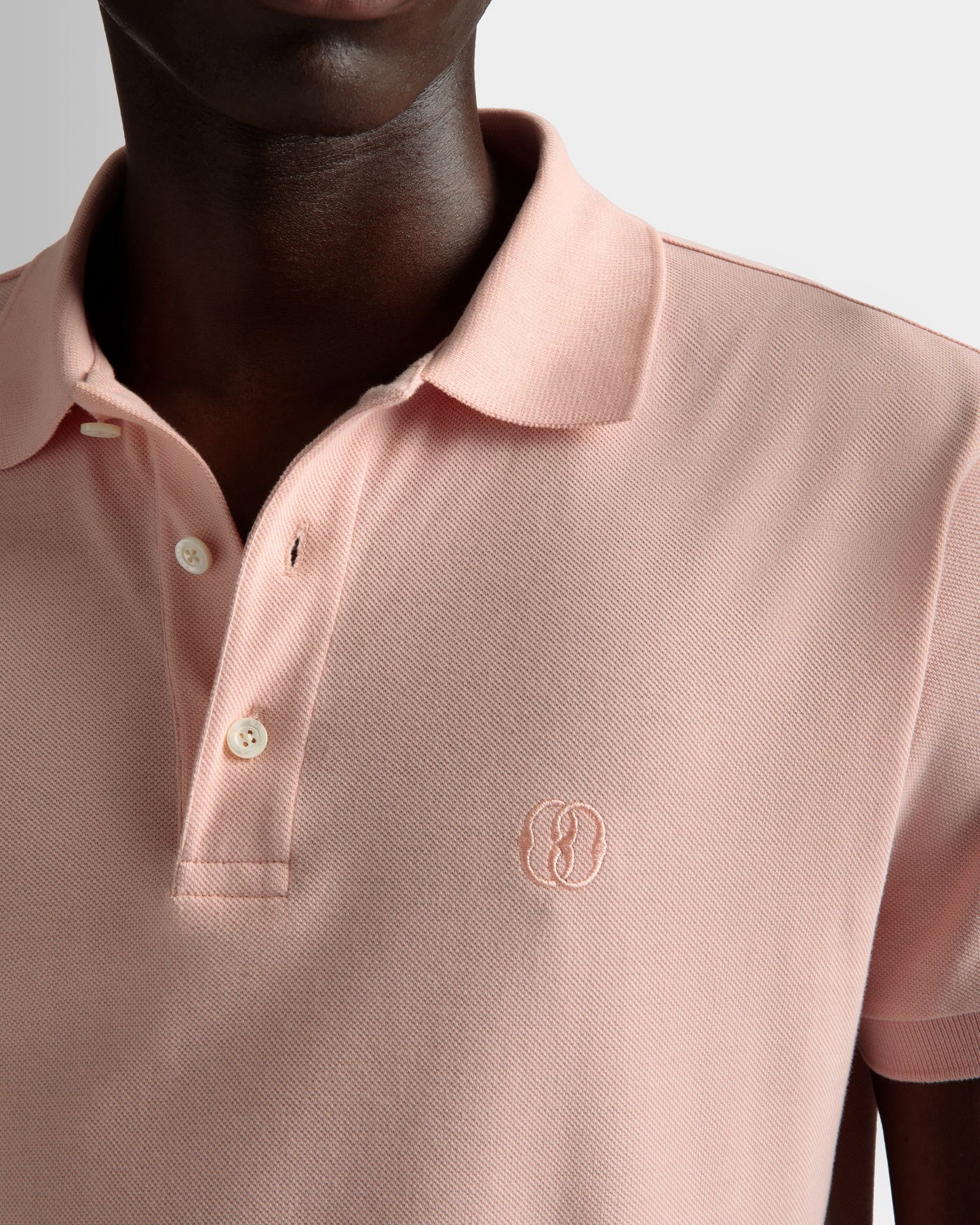 Short Sleeve Polo | Men's Polo | Dusty Petal Cotton | Bally | On Model Detail