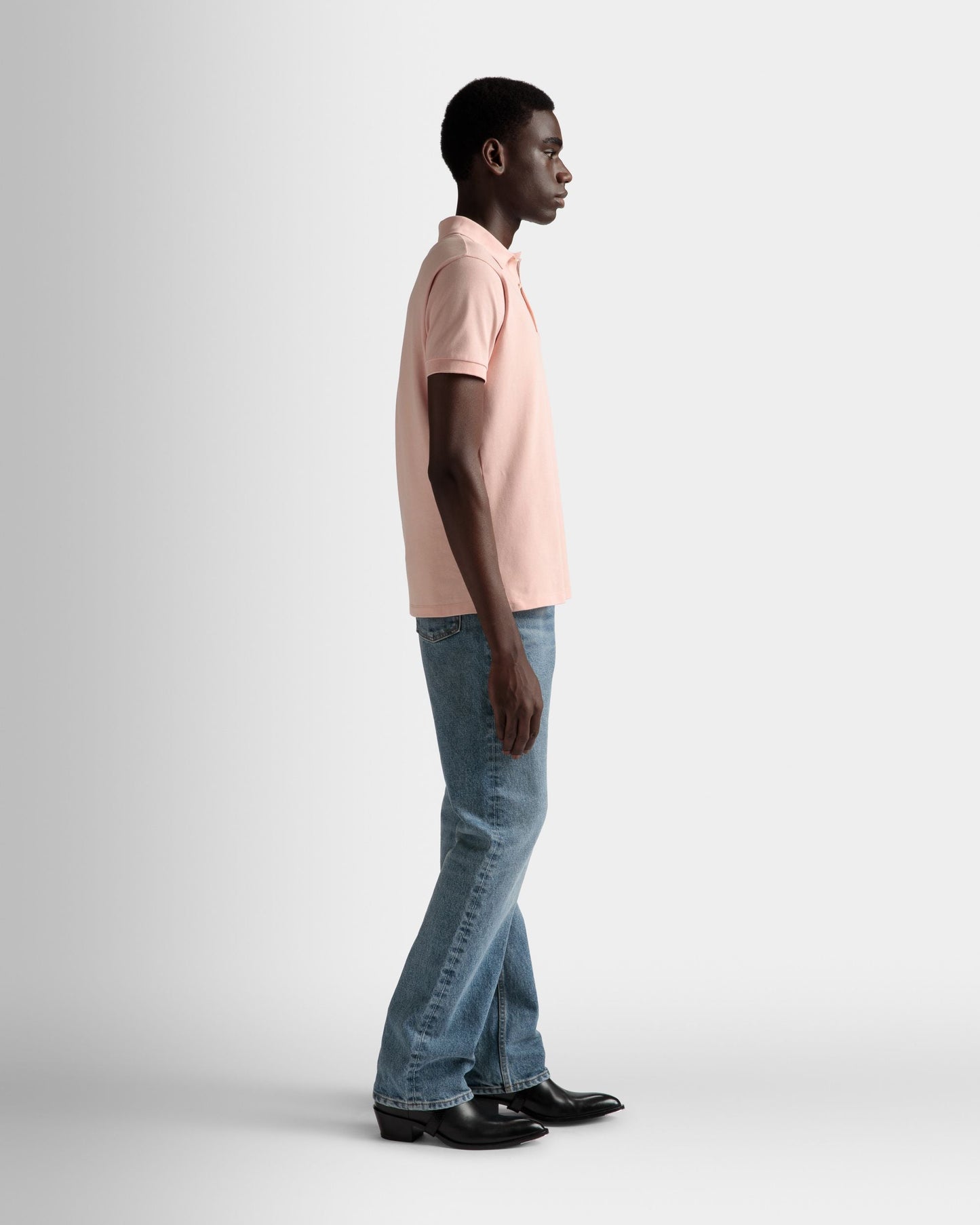 Short Sleeve Polo | Men's Polo | Dusty Petal Cotton | Bally | On Model 3/4 Front