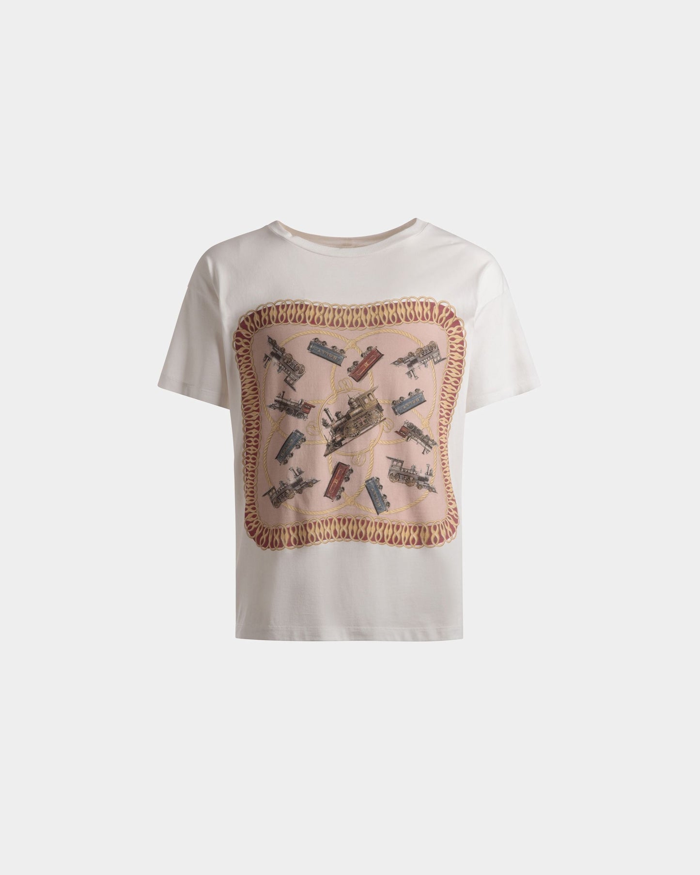 Train Print T-Shirt | Men's T-Shirt | White Cotton | Bally | Still Life Front