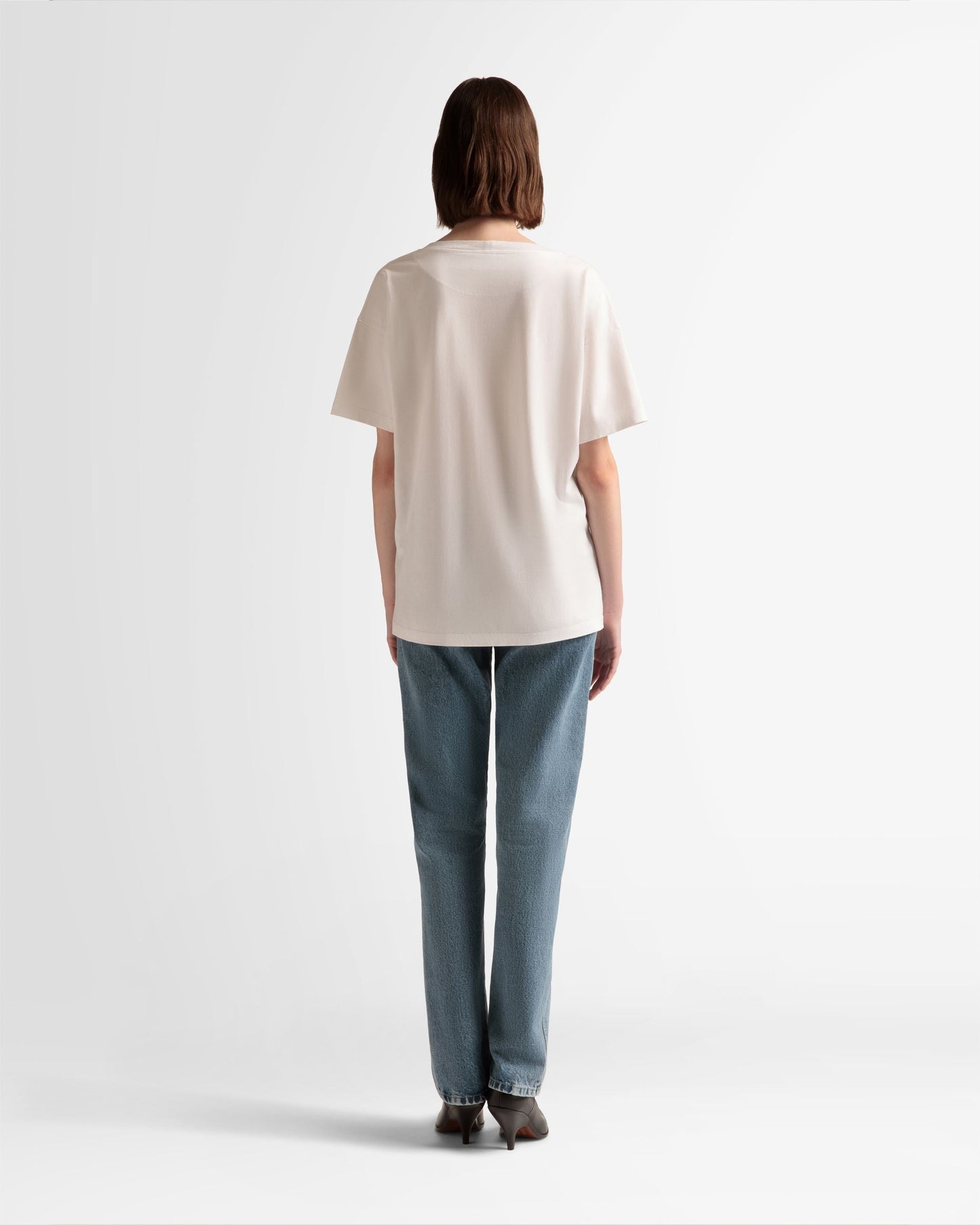 Train Print T-Shirt | Men's T-Shirt | White Cotton | Bally | On Model Back