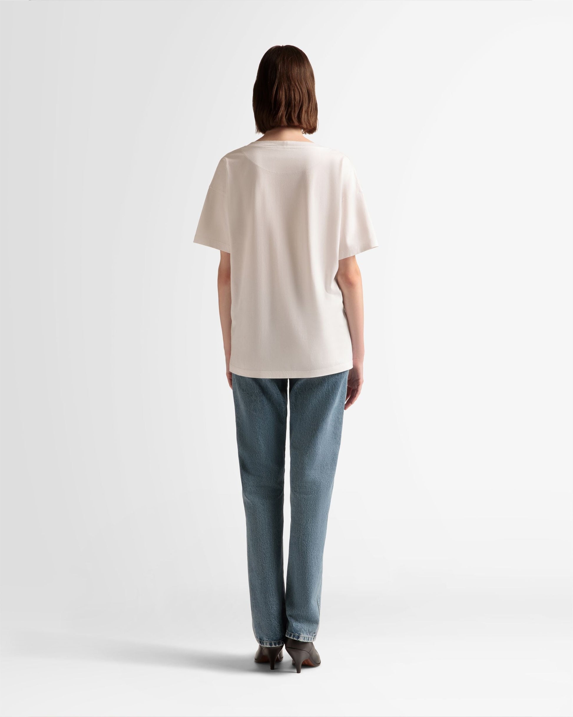 Train Print T-Shirt | Men's T-Shirt | White Cotton | Bally | On Model Back
