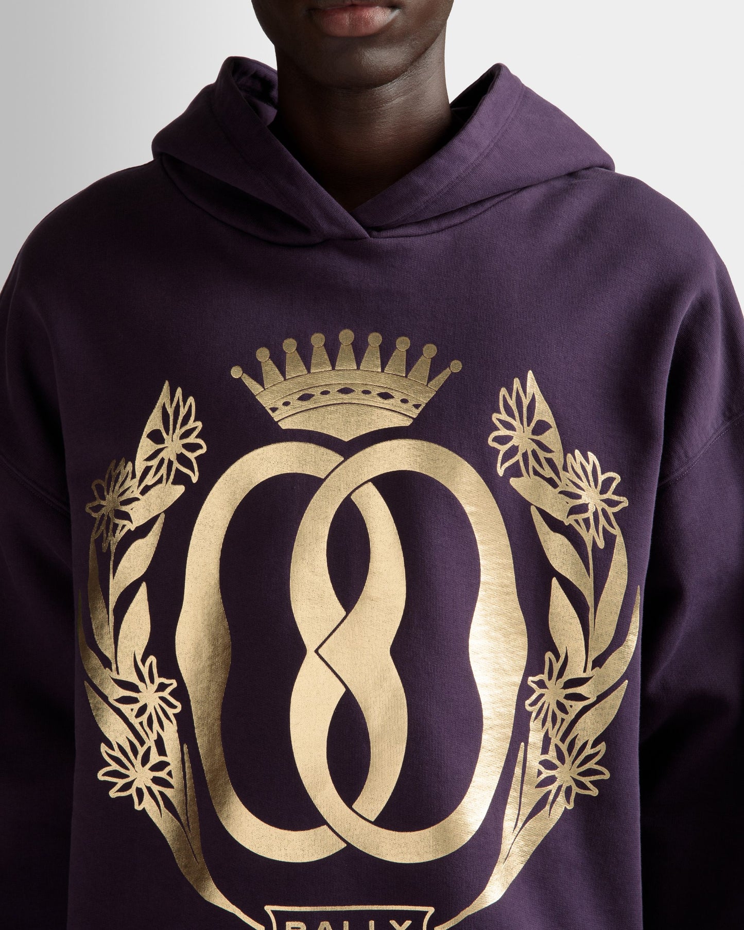 Foiled Hooded Sweatshirt | Men's Sweatshirt | Orchid Cotton | Bally | On Model Detail