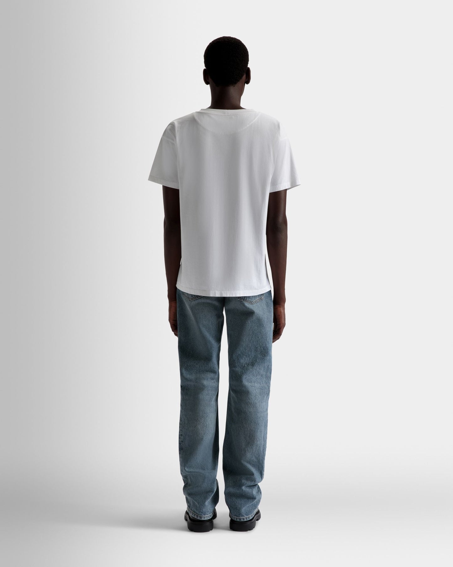 Foiled T-Shirt | Men's T-Shirt | White Cotton | Bally | On Model Back