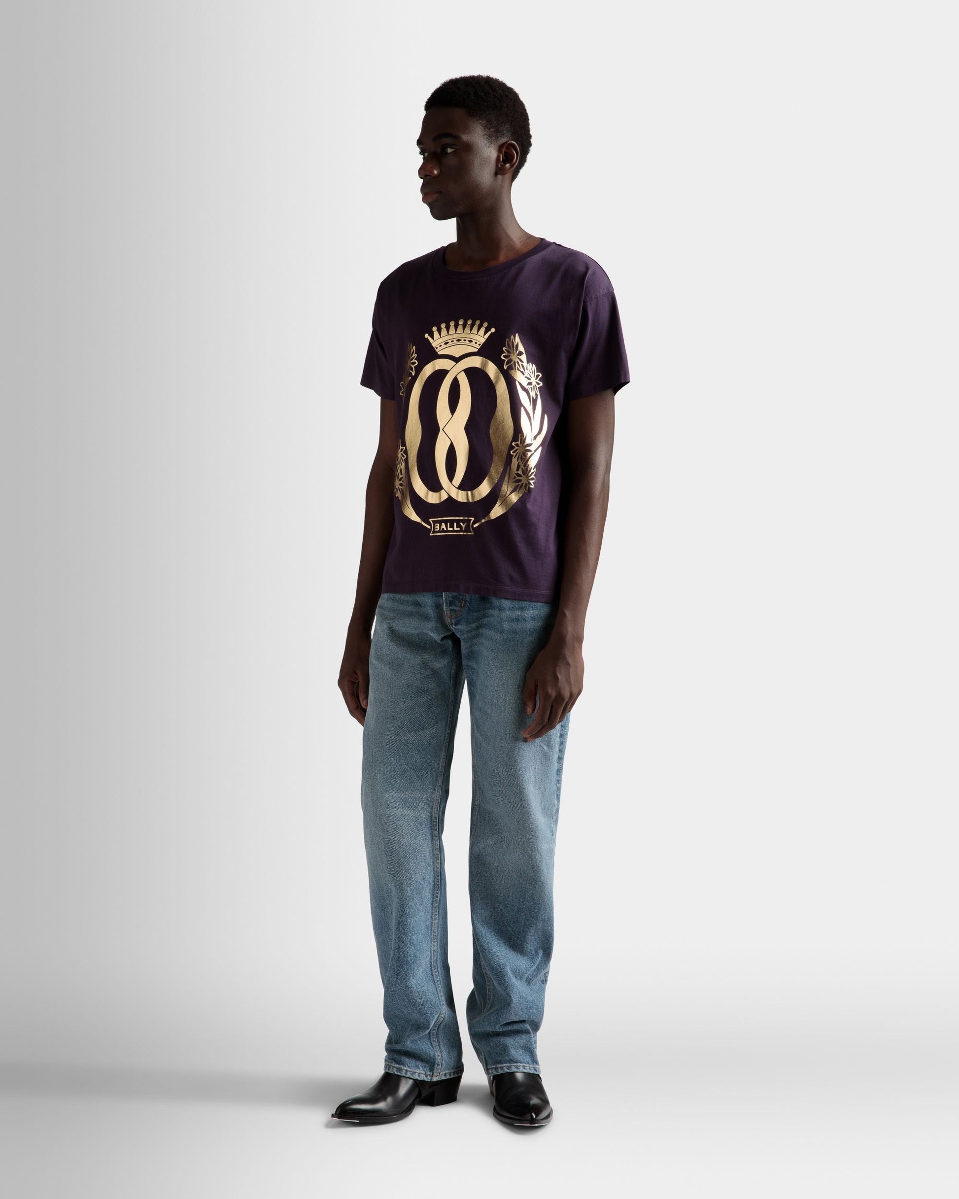 Foiled T-Shirt | Men's T-Shirt | Orchid Cotton | Bally | On Model Front